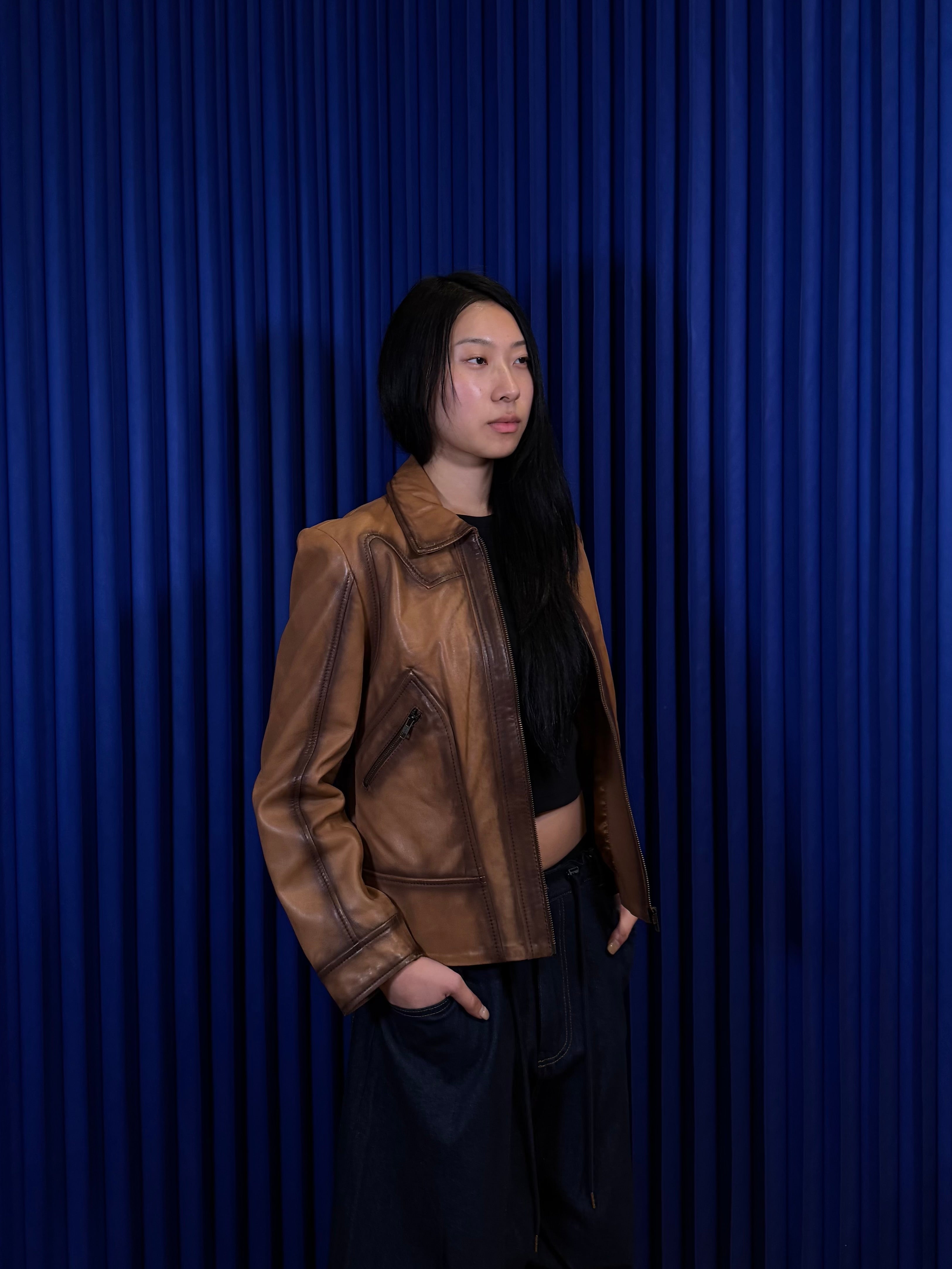 Reba Zip Up Leather Jacket