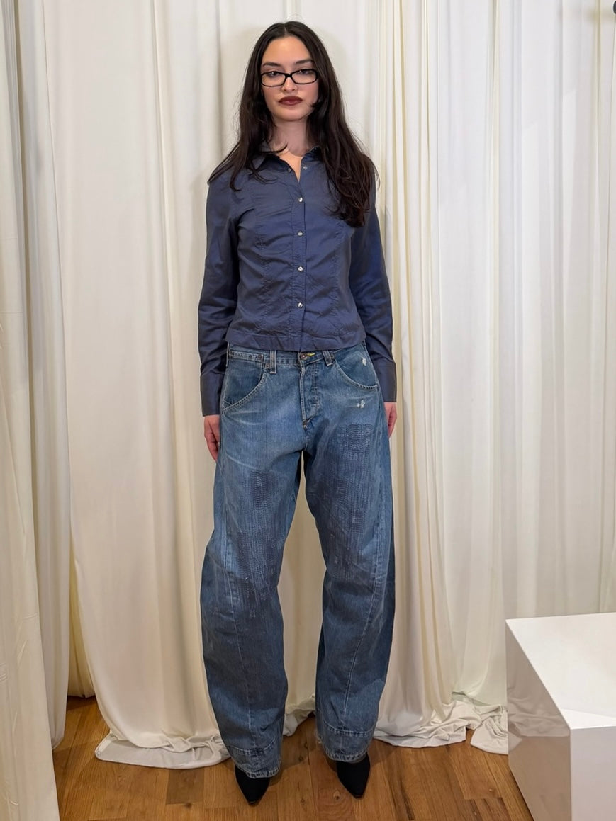 Vintage Gucci Silk Cropped Button Up