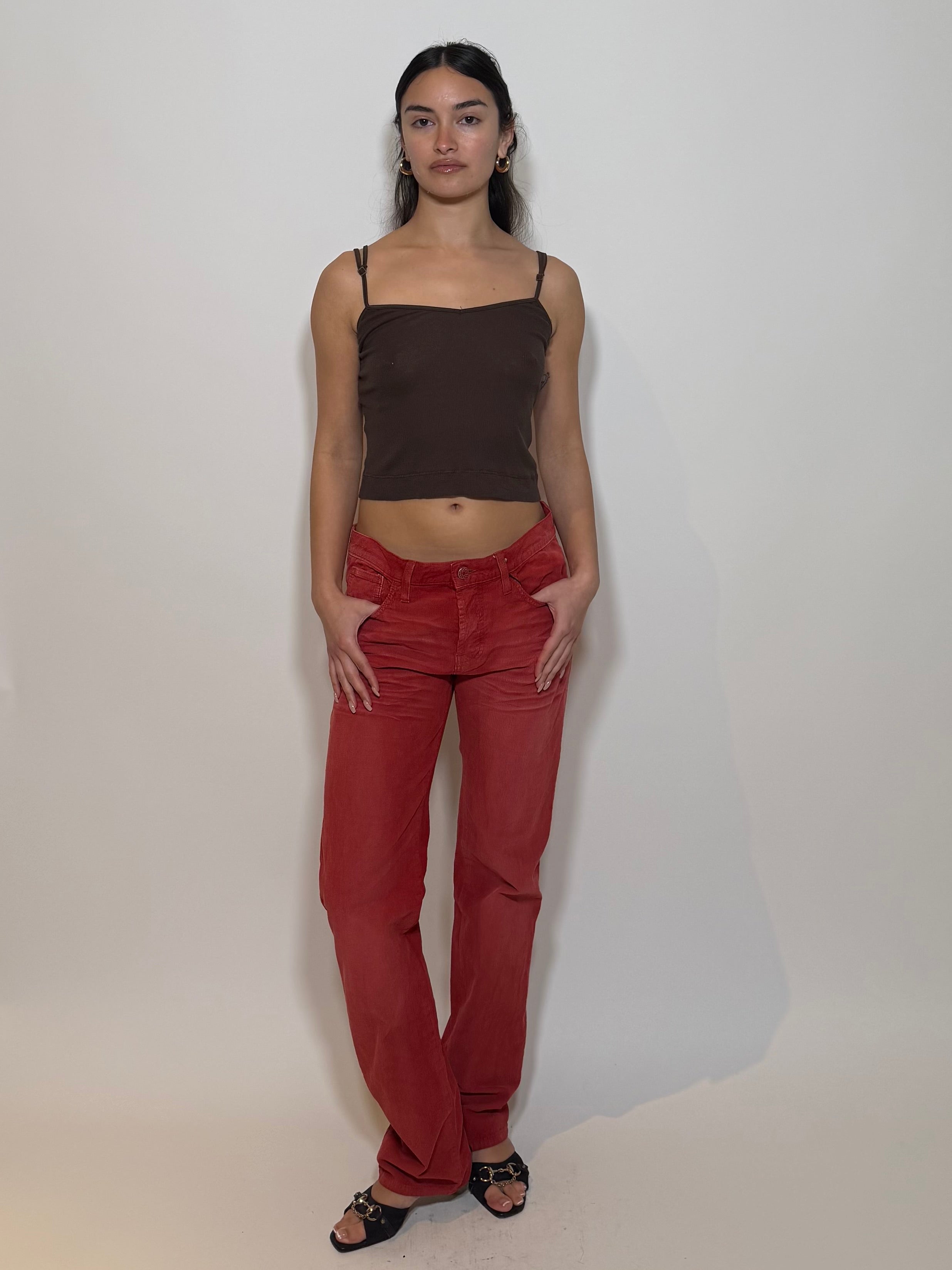 Gucci Corduroy Red Straight Pants
