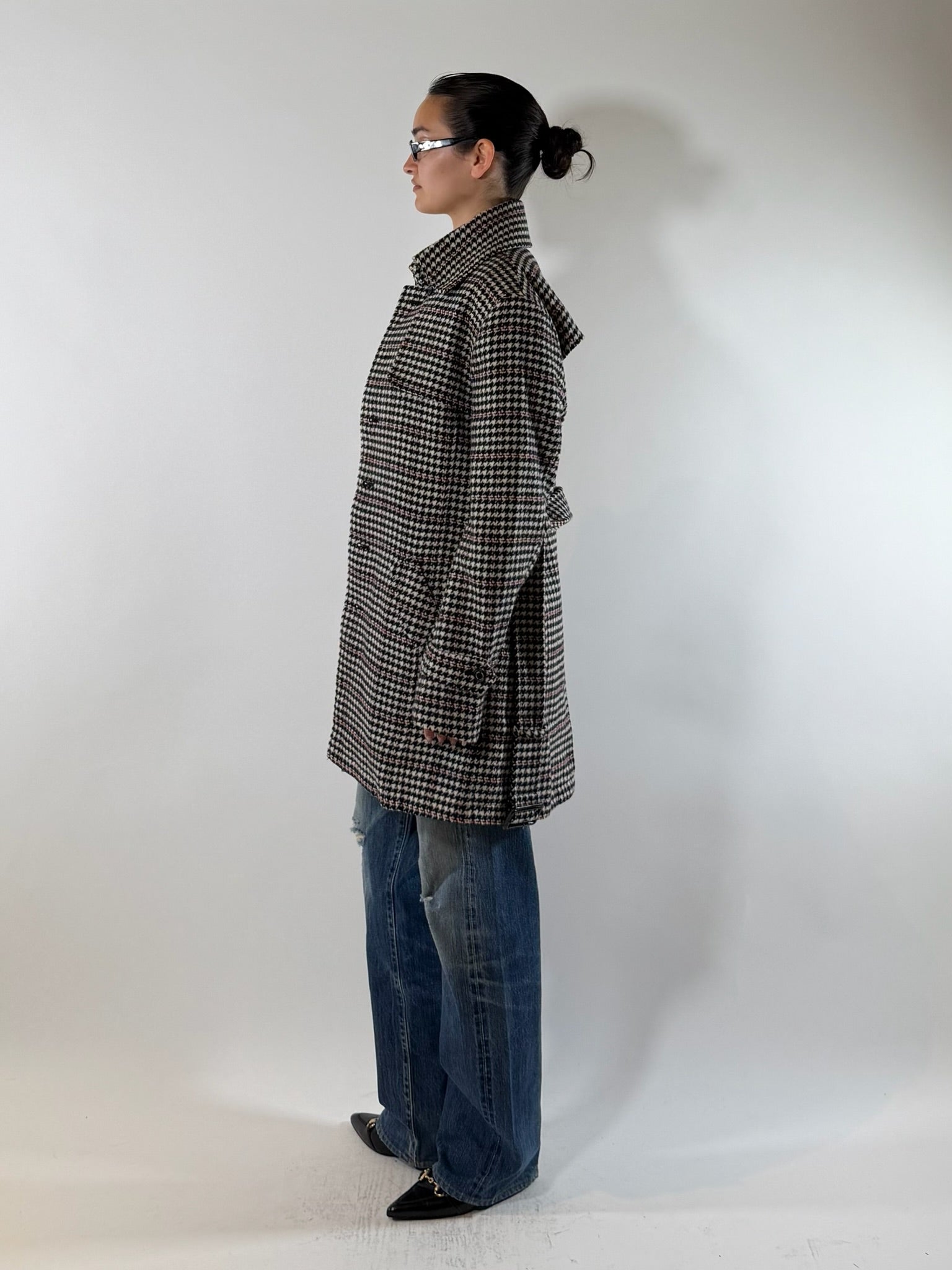 Morgan Homme Houndstooth Belted Coat