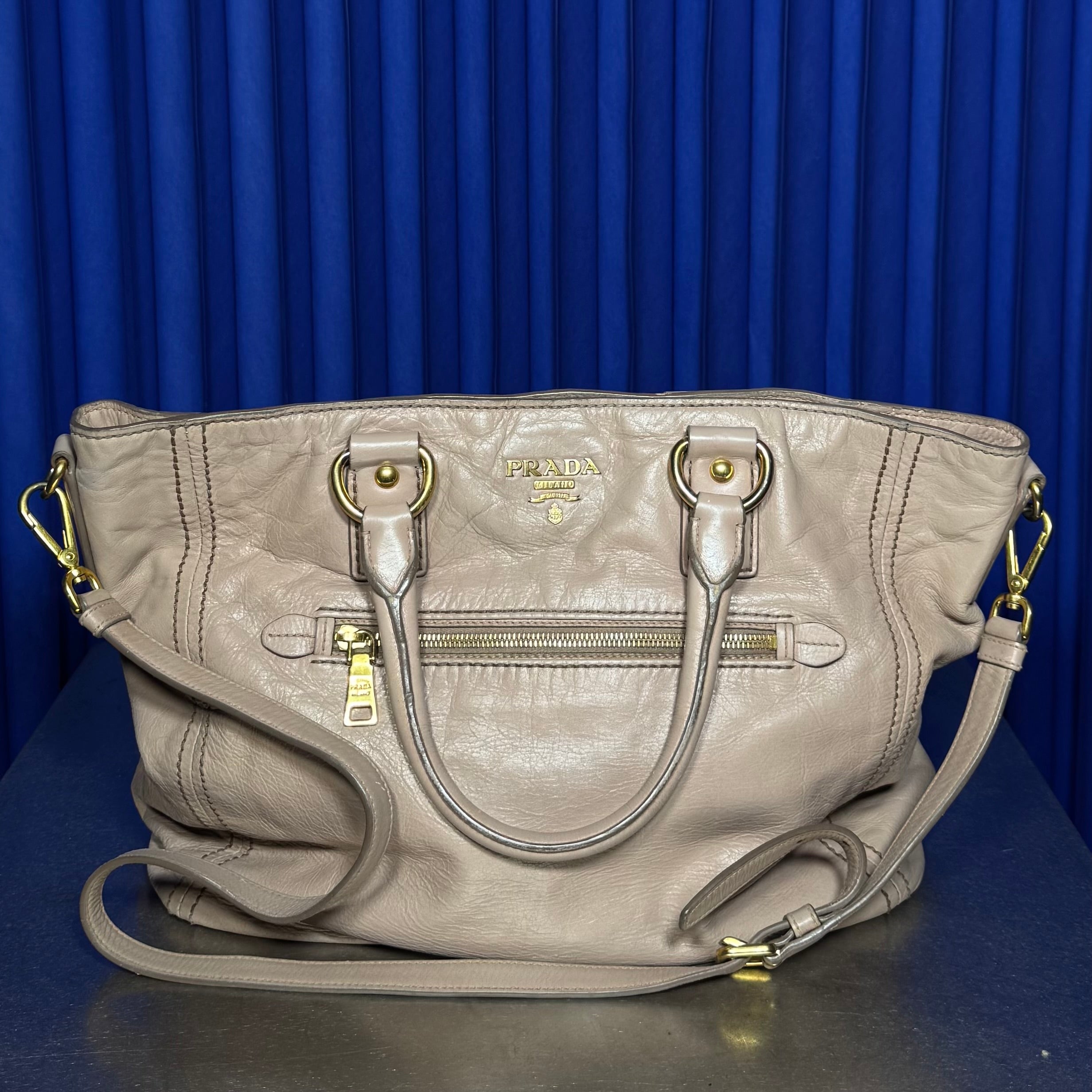 PRADA VITELLO DIANO LEATHER SATCHEL BAG
