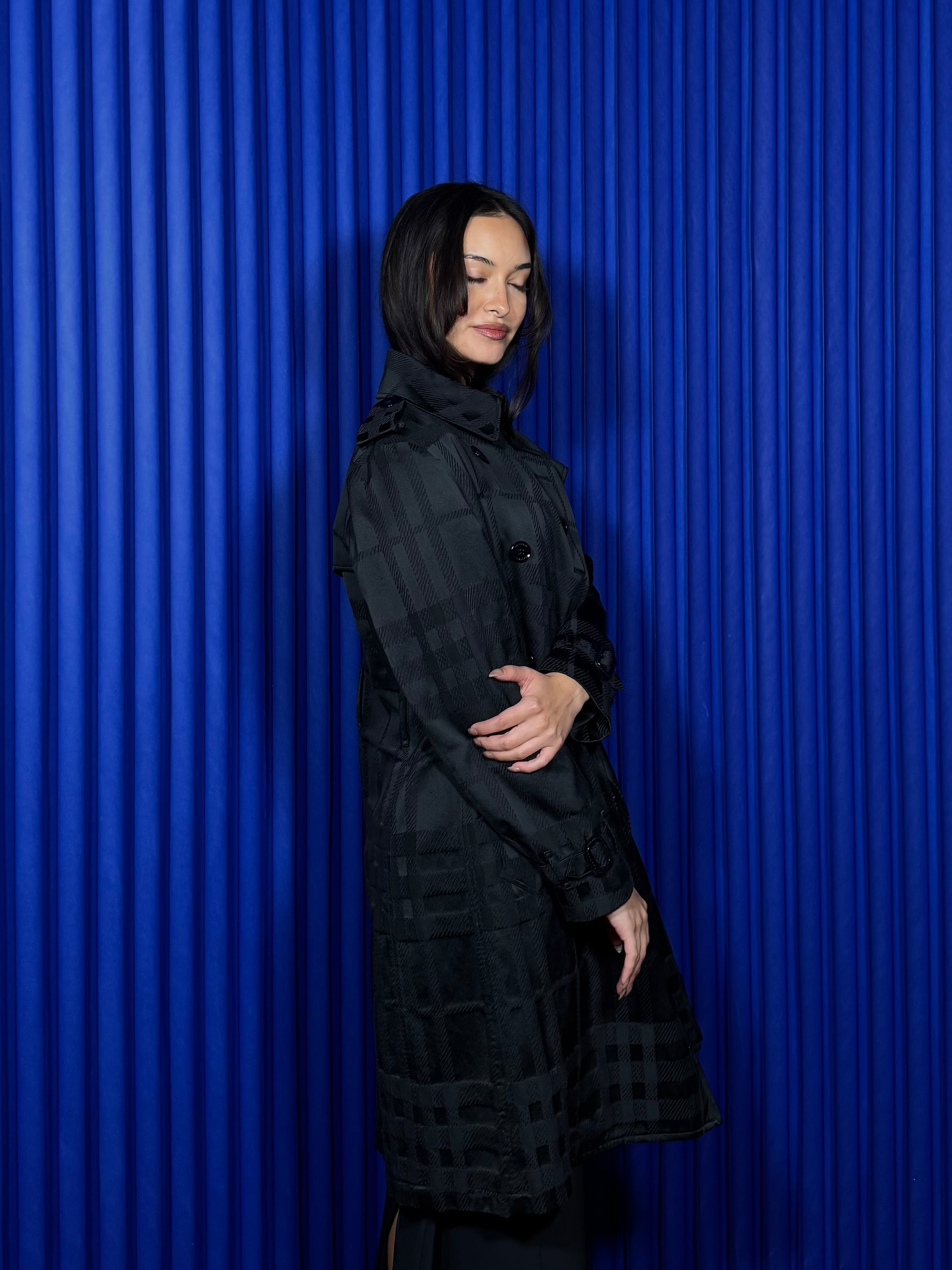 BURBERRY LONDON PLAID TRENCH ‘BLACK’