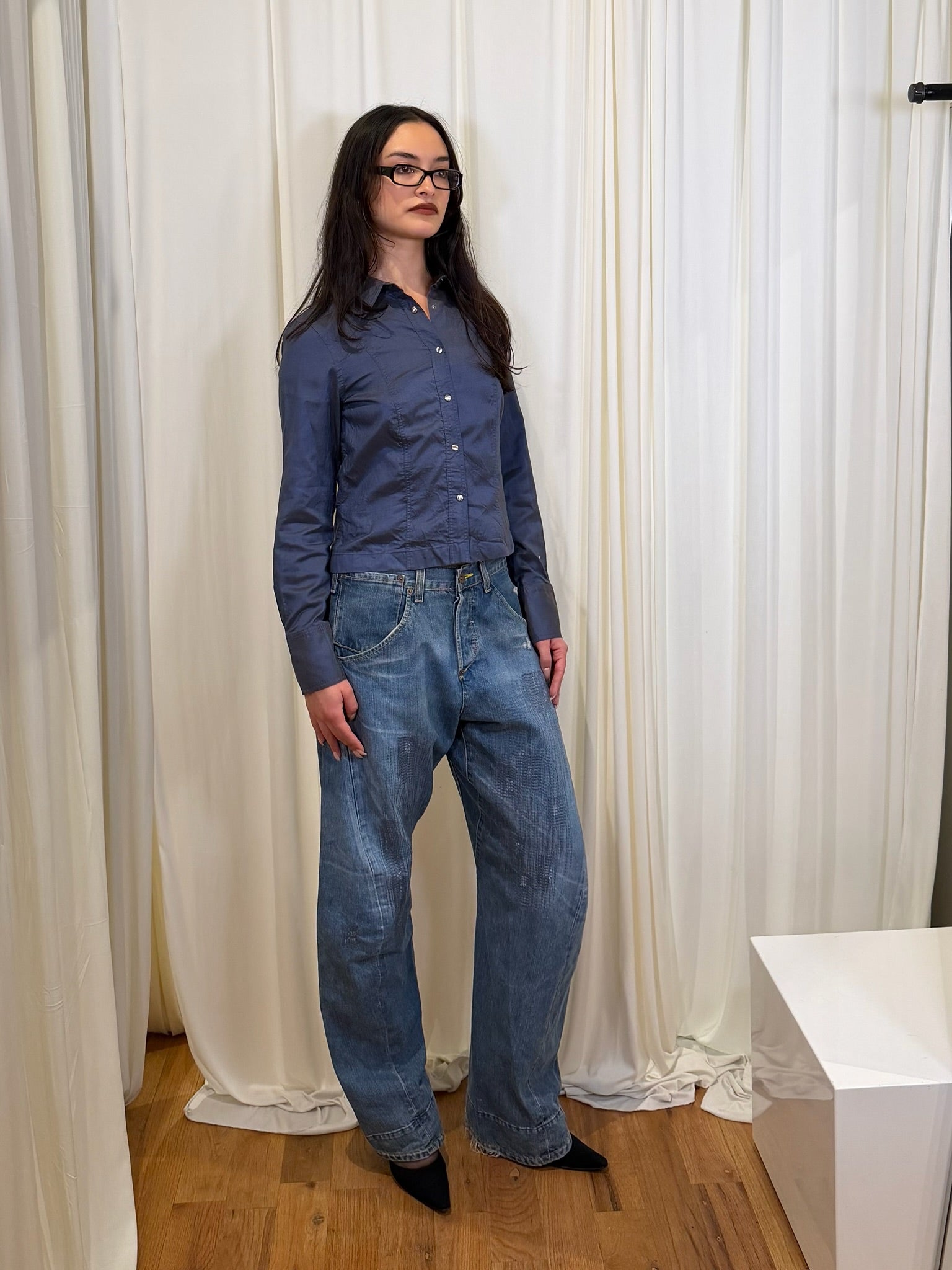 Vintage Gucci Silk Cropped Button Up