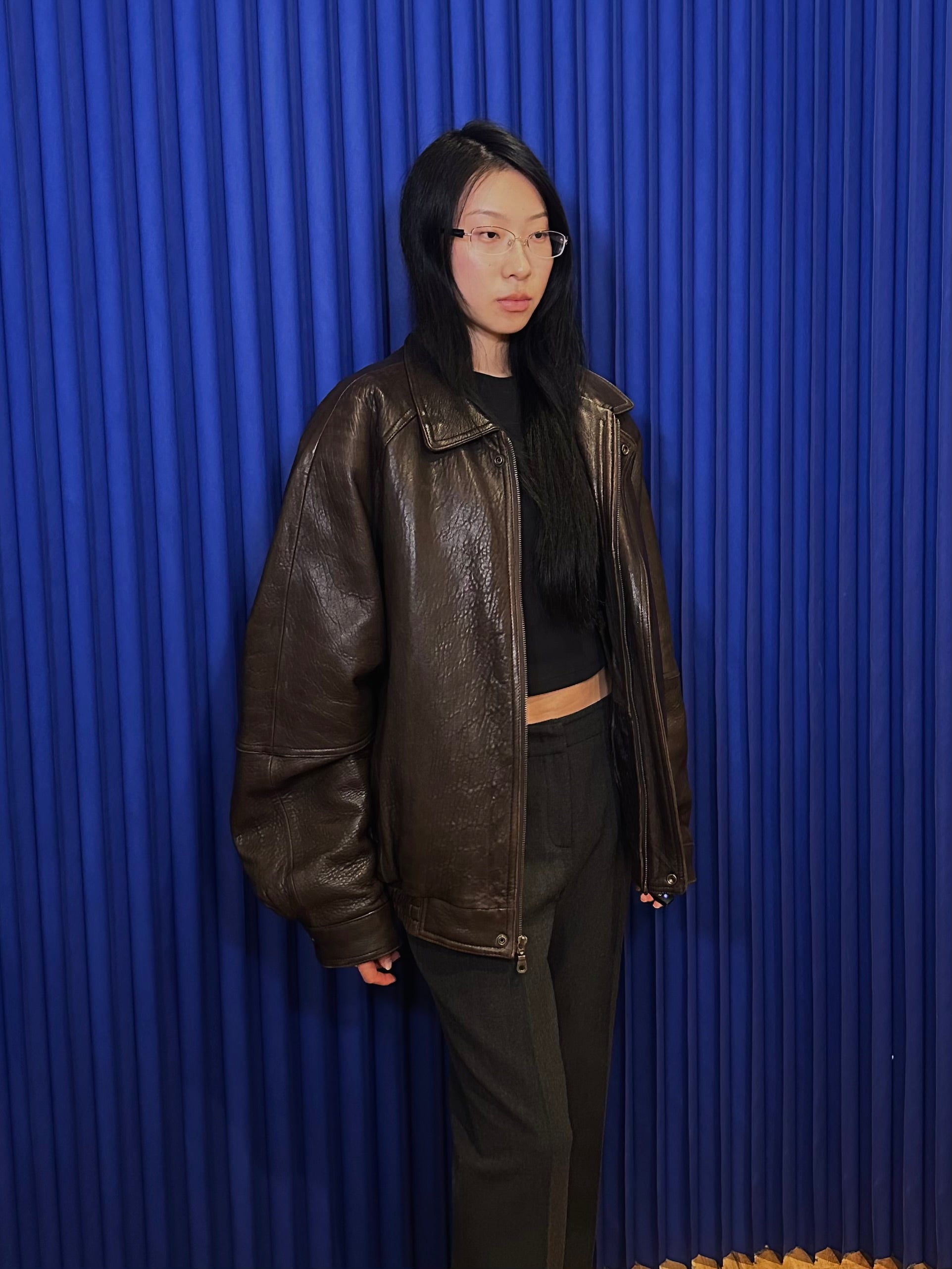 Euro Mond Brown Leather Bomber