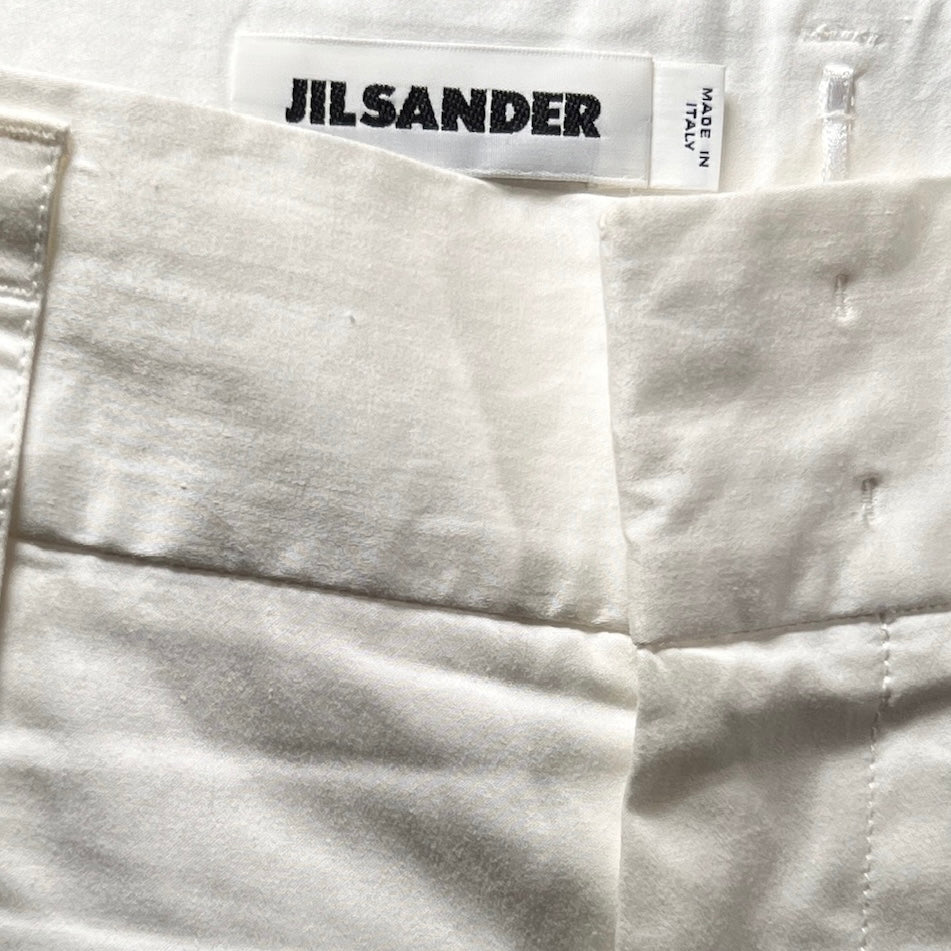 JIL SANDER WHITE CROPPED TROUSERS