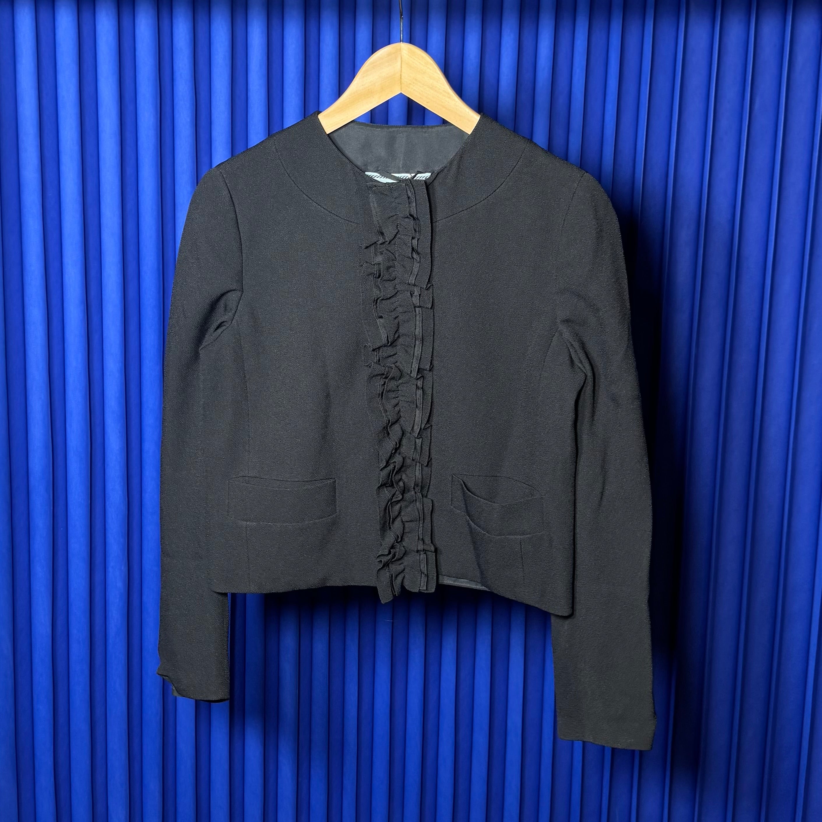 PRADA ROUND NECK RUFFLE DETAIL JACKET