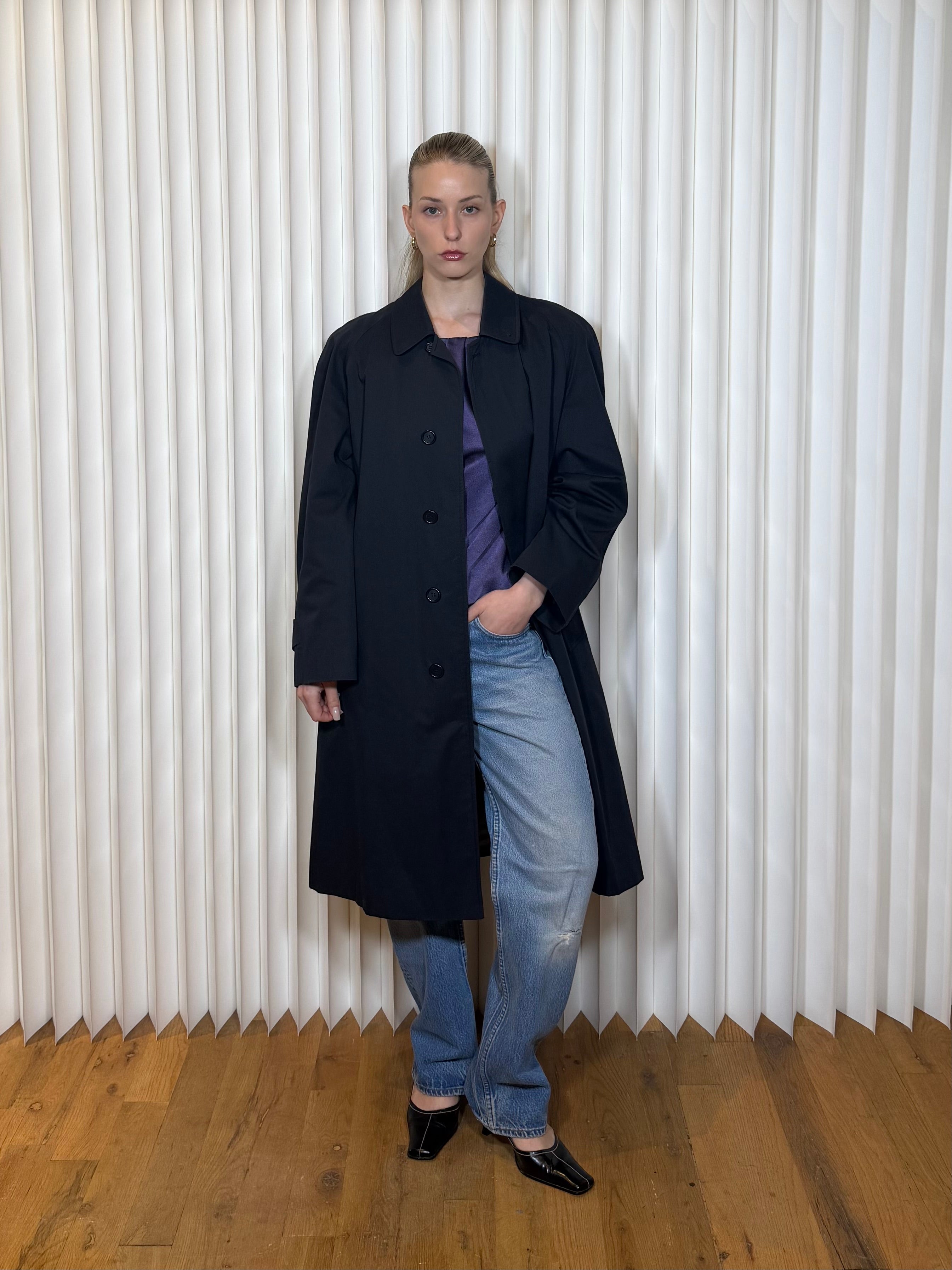 Vintage Burberry London Navy Coat