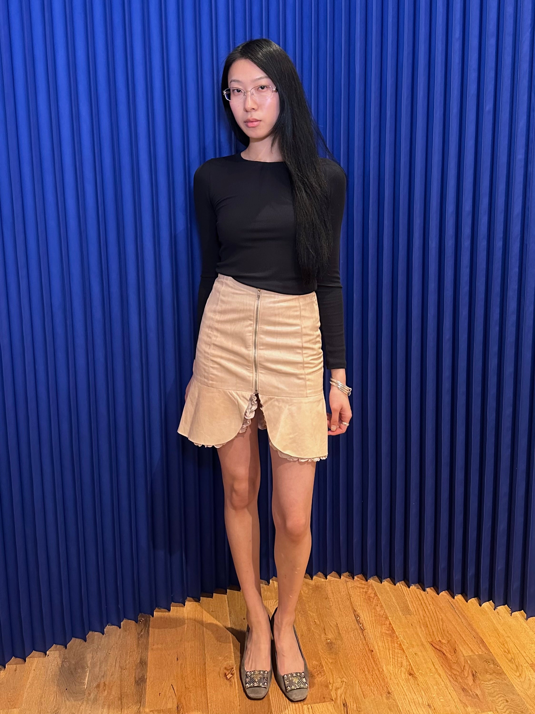 Rebecca Taylor Blush Leather Skirt