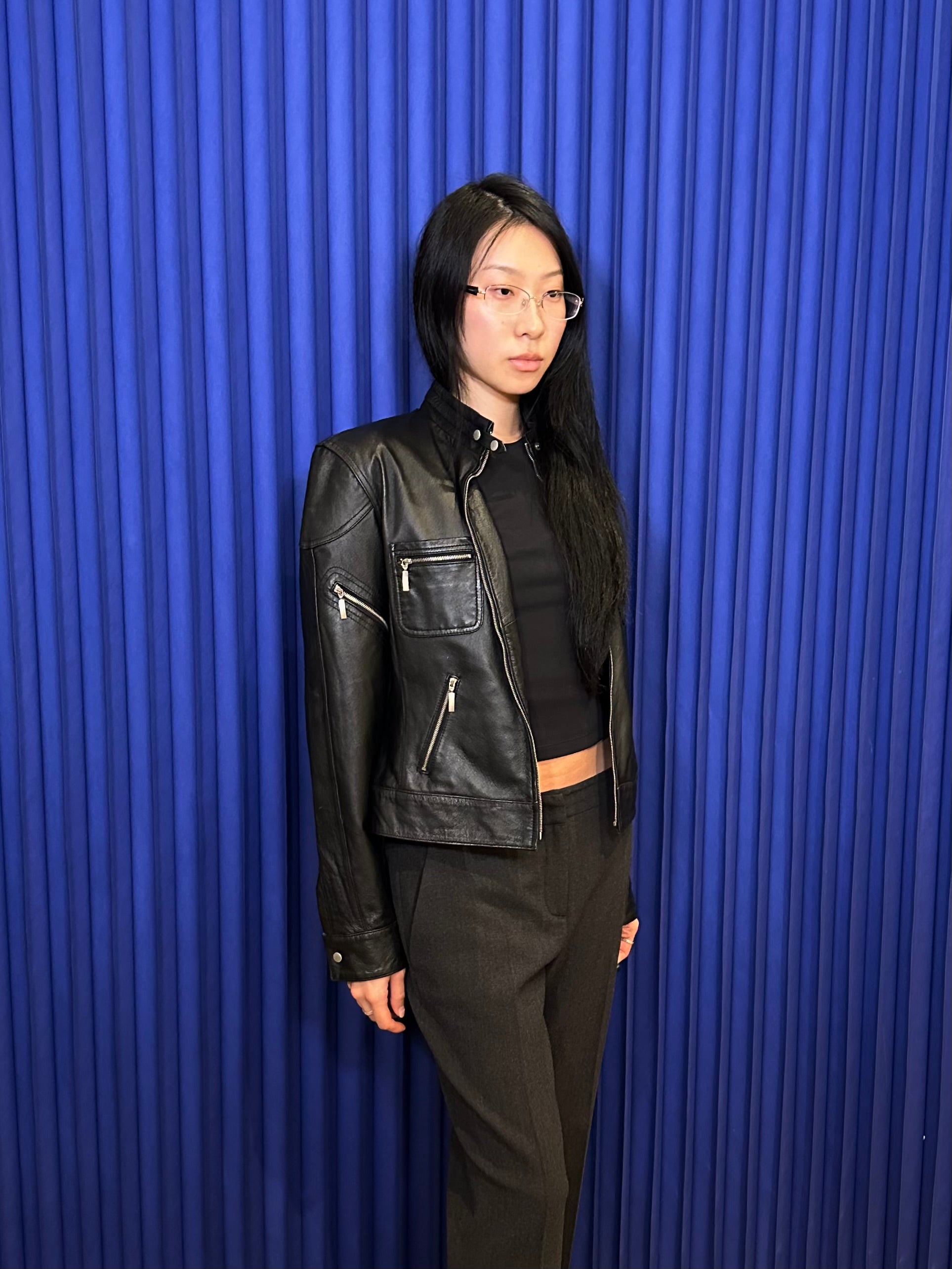 Clio Black Leather Biker Jacket