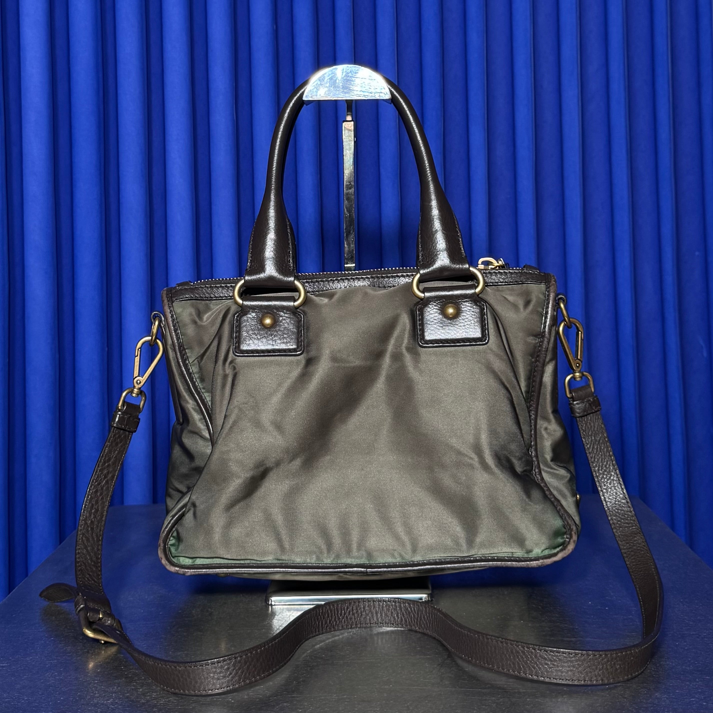 PRADA JACQUARD BAULETTO EBANO NYLON SHOULDER BAG