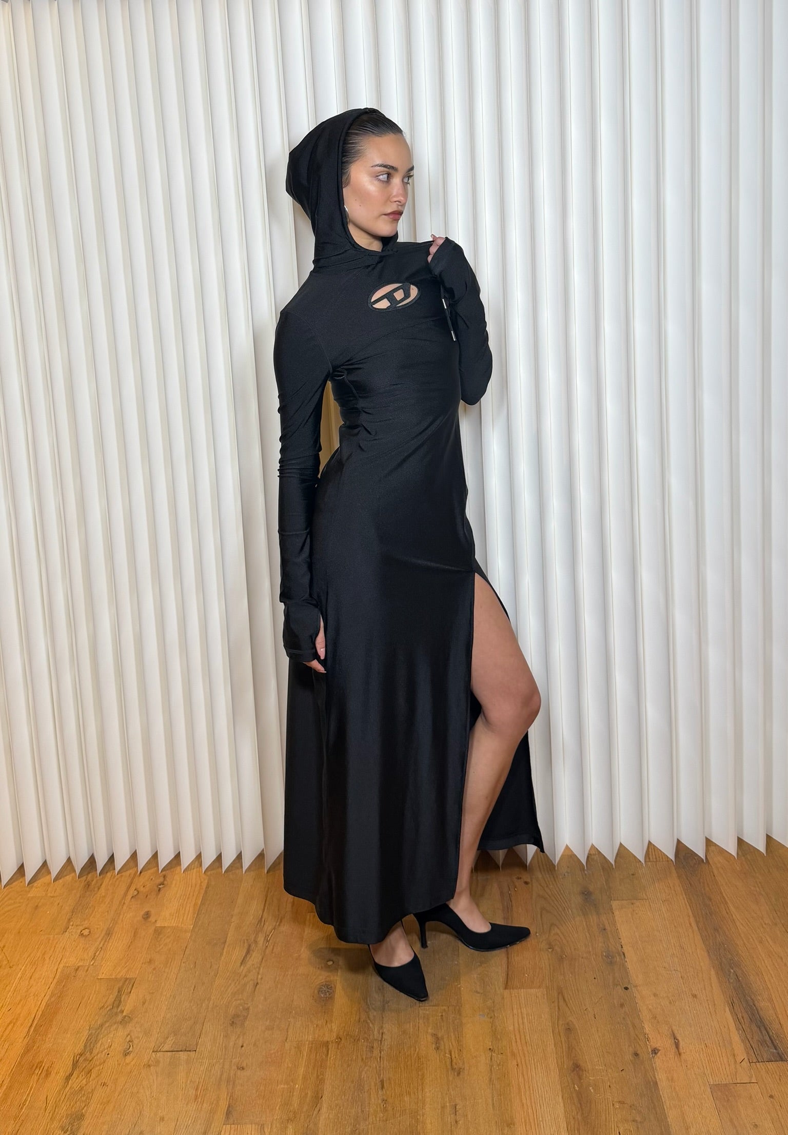 Diesel Black Hooded Maxi Dress