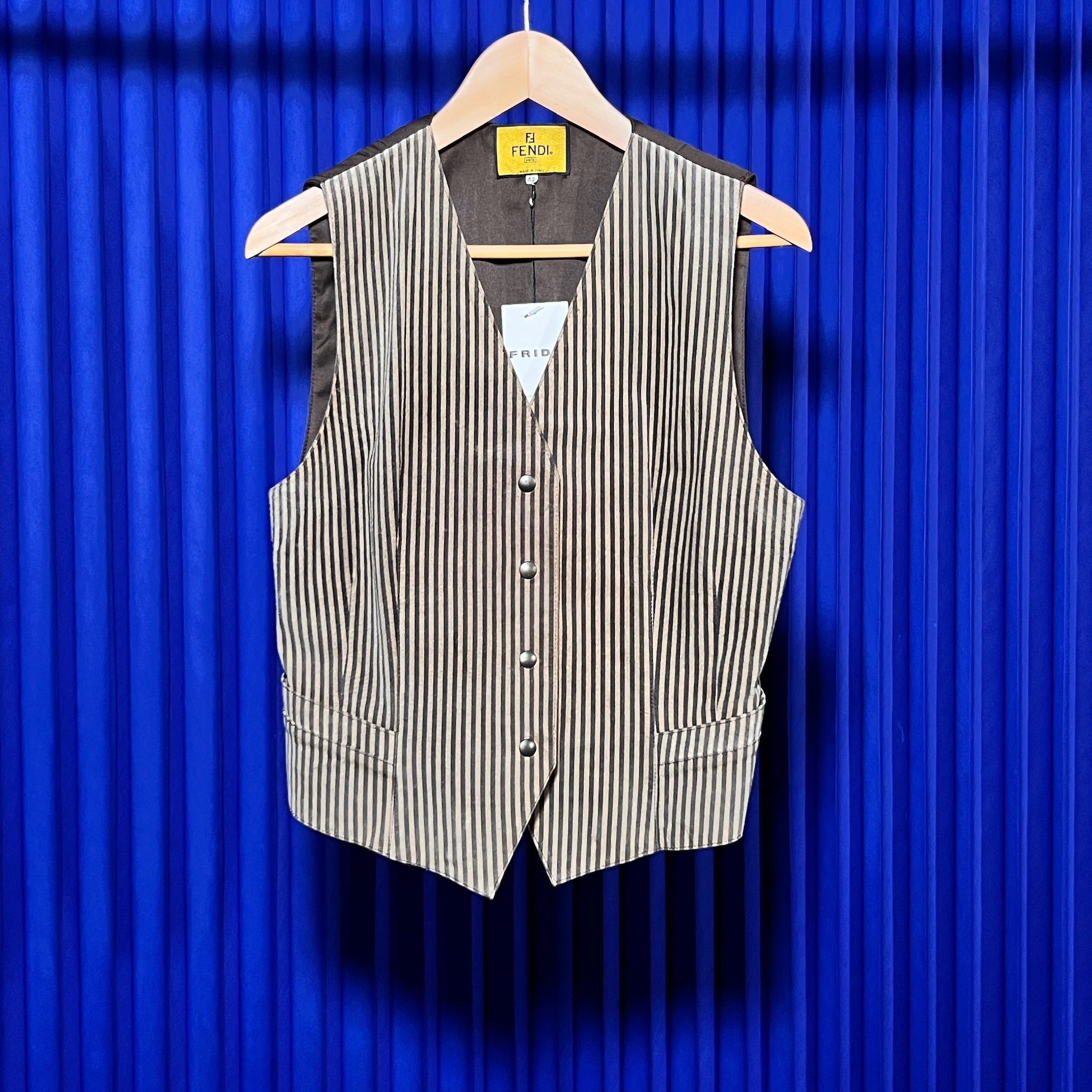 VINTAGE FENDI STRIPED LEATHER VEST