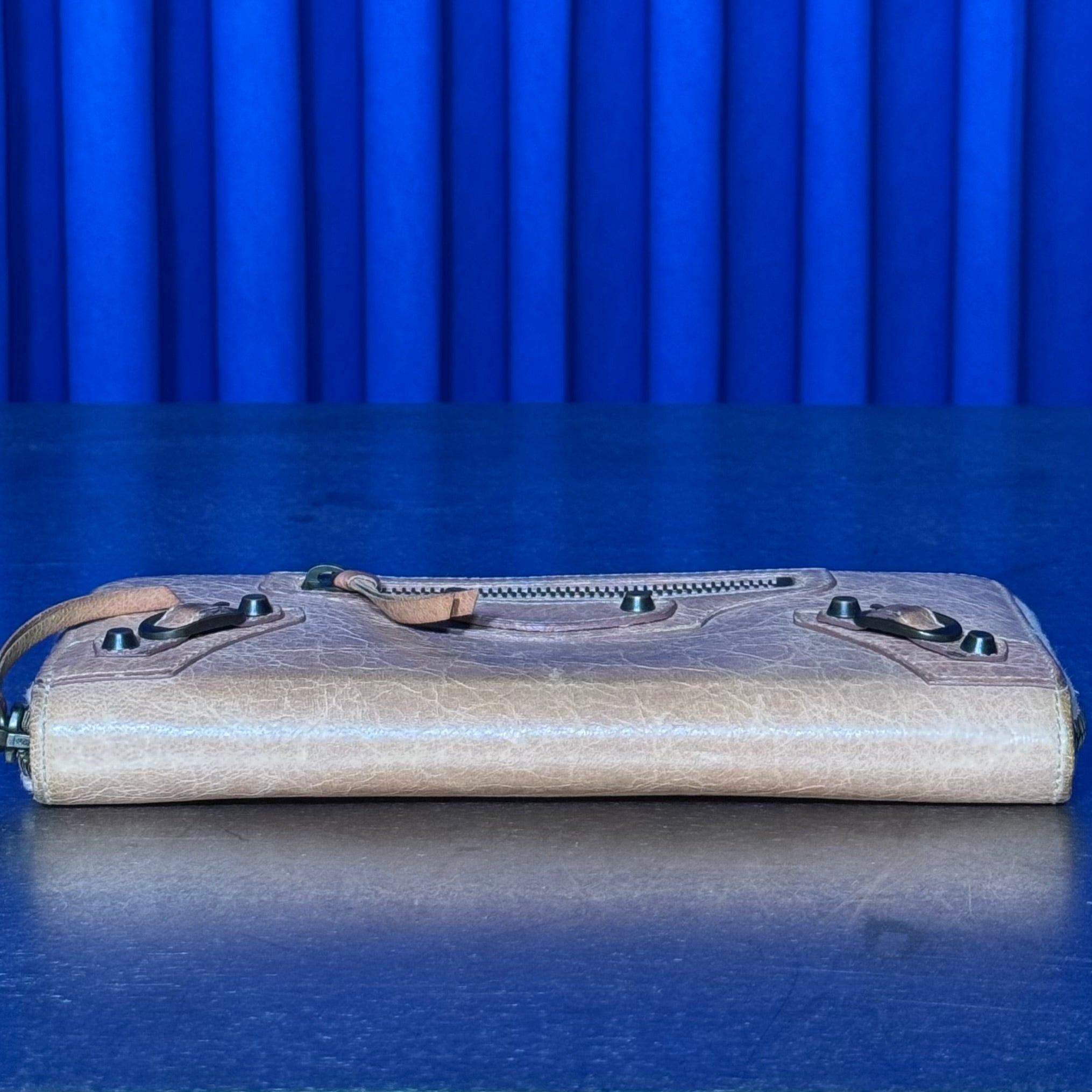 BALENCIAGA AGNEAU ROSE GOLD LONG WALLET