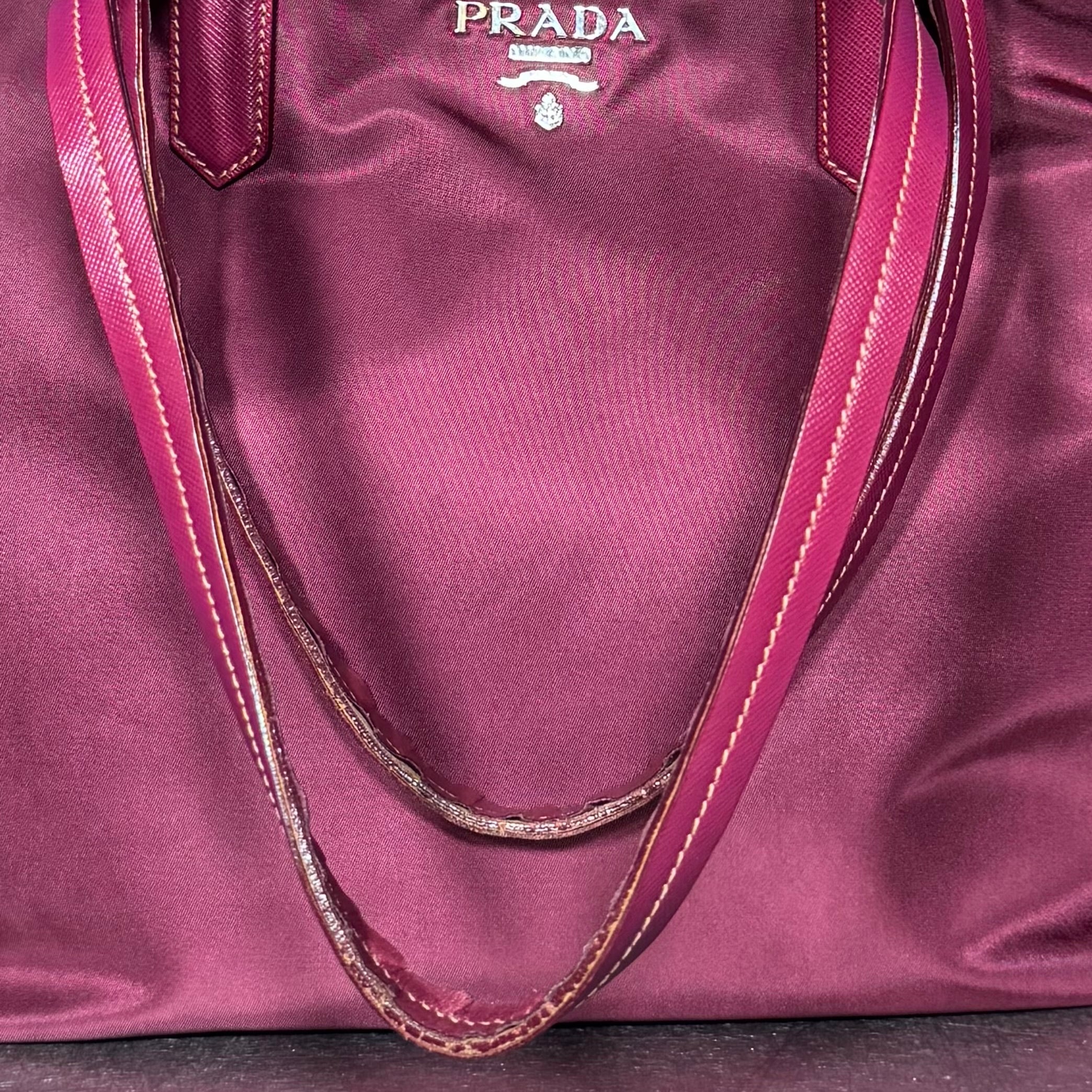 PRADA SAFFIANO TRIMMED TESSUTO SHOPPERS TOTE
