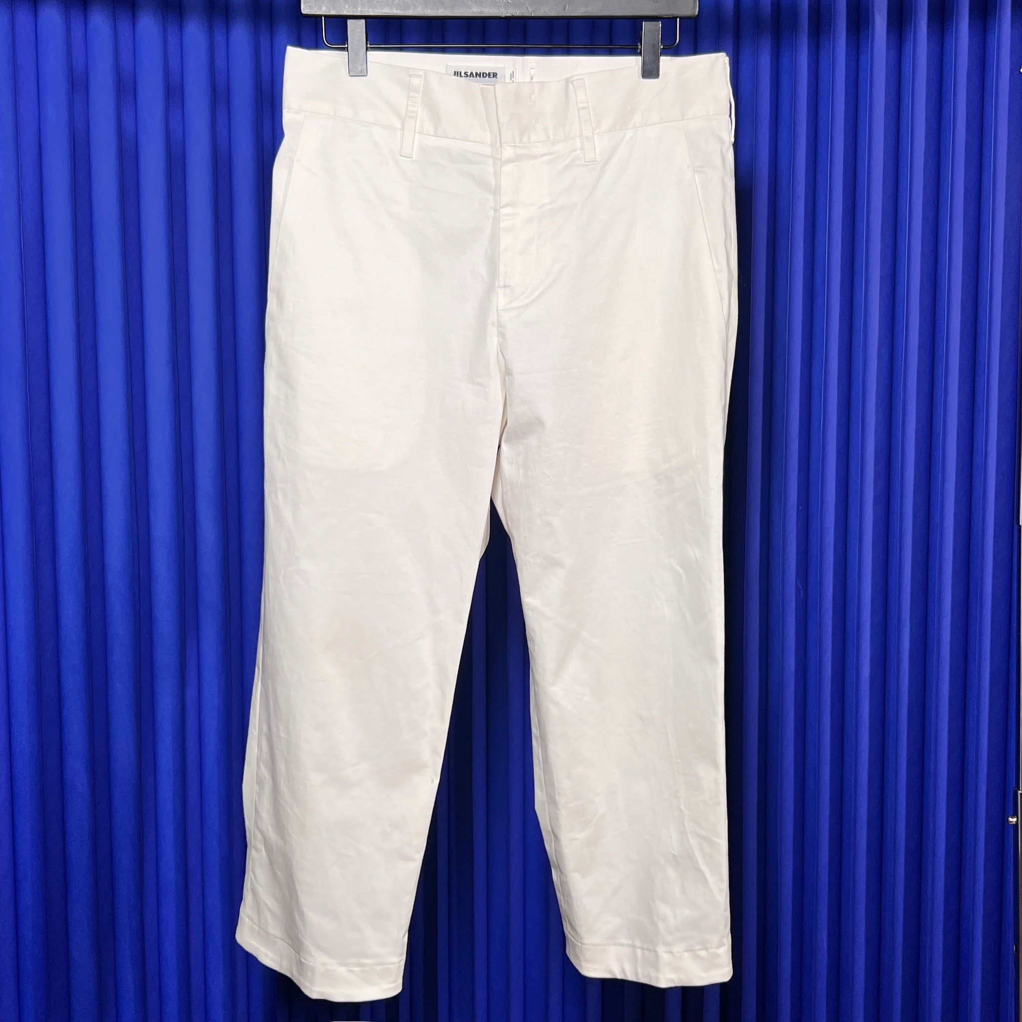 JIL SANDER WHITE CROPPED TROUSERS