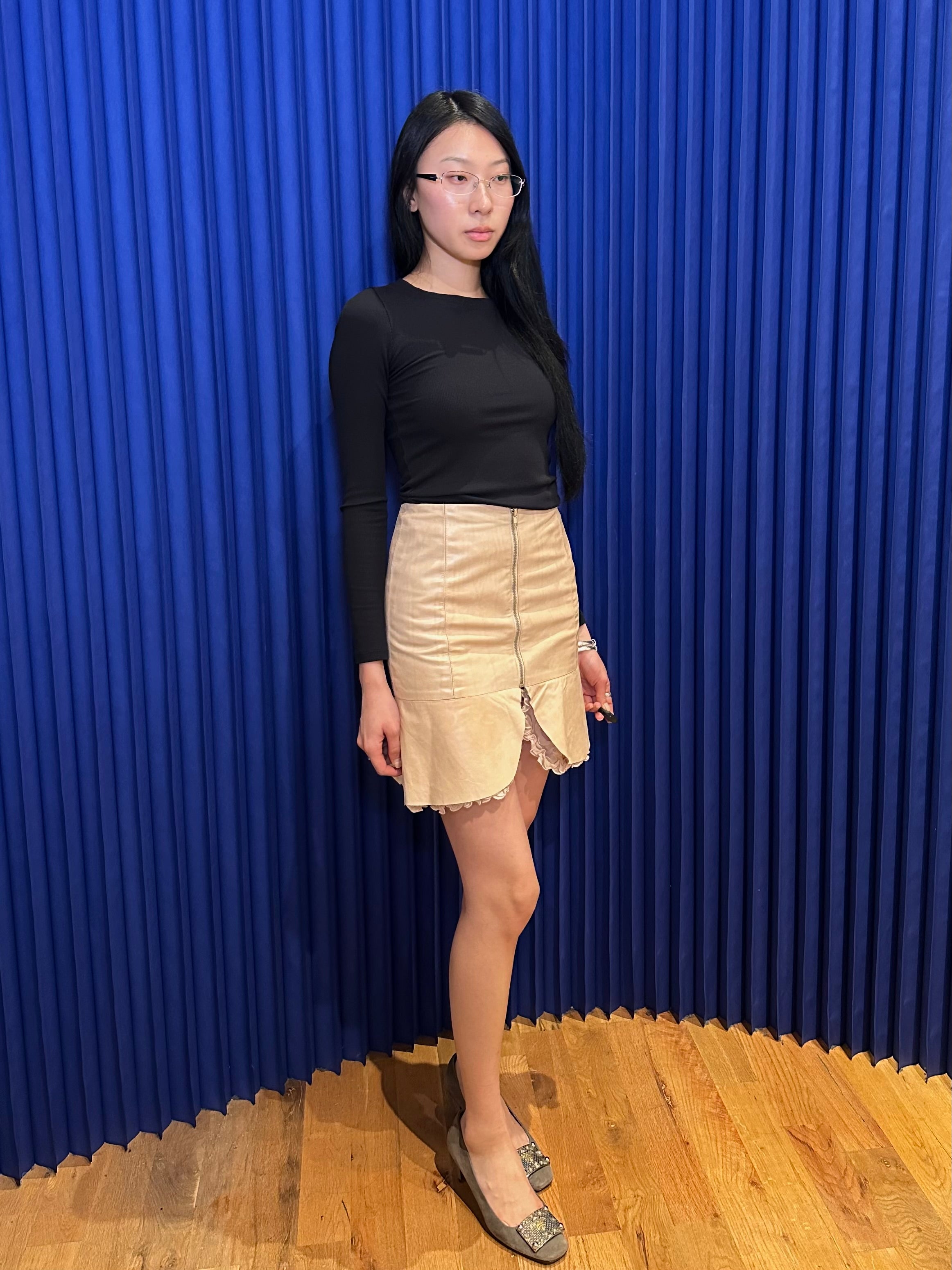 Rebecca Taylor Blush Leather Skirt