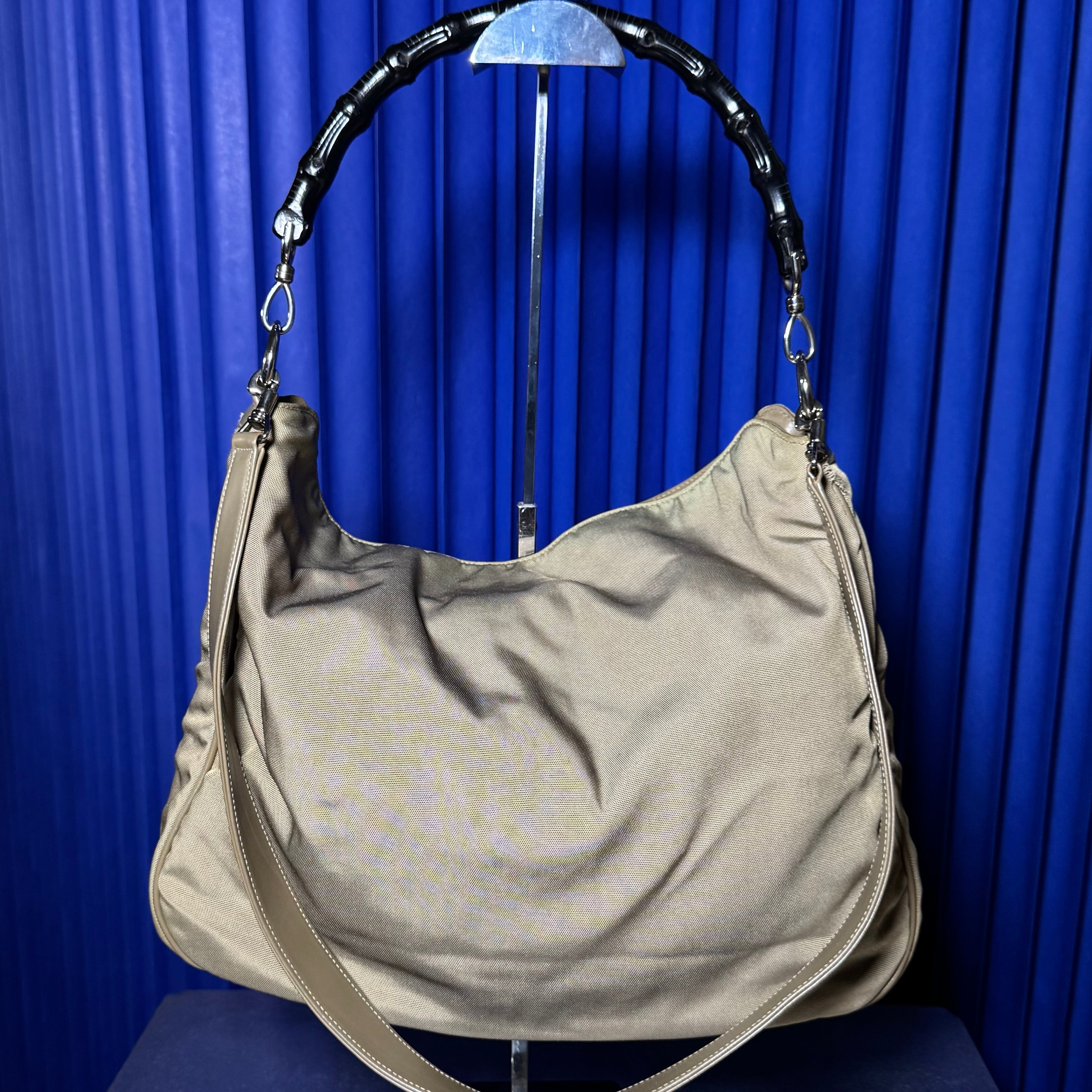 GUCCI NYLON BAMBOO HOBO BAG