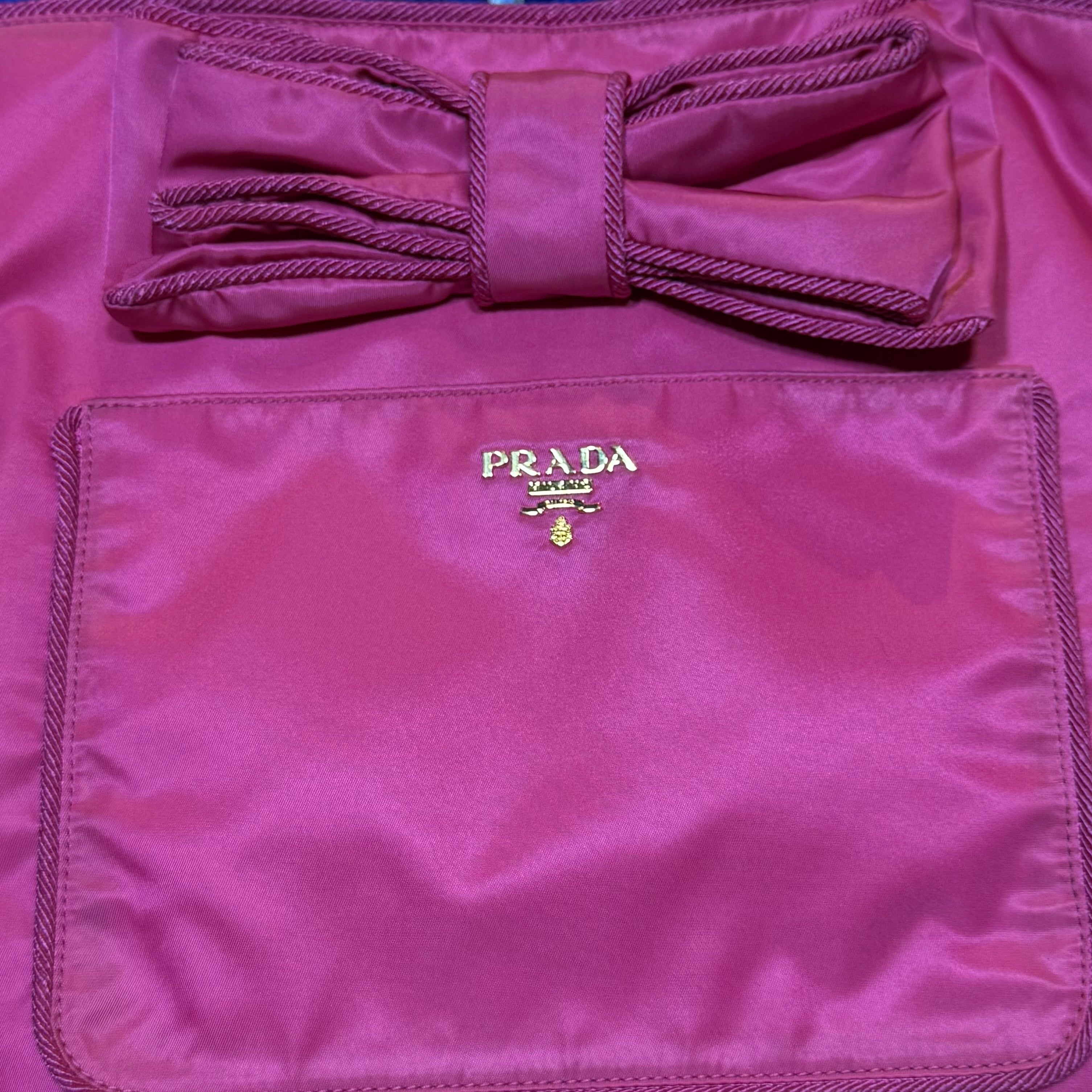 PRADA NYLON BOW TOTE HANDBAG