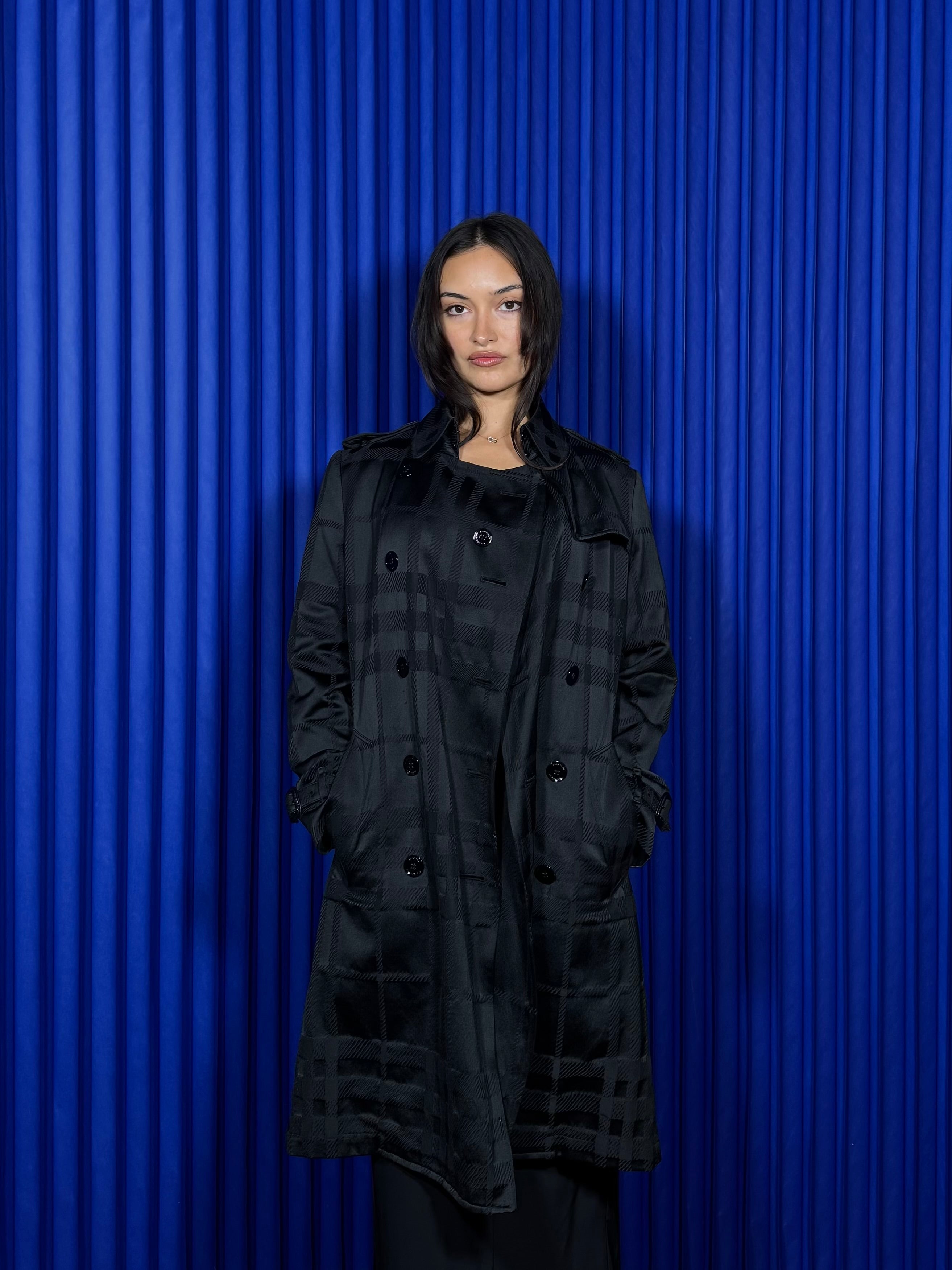 BURBERRY LONDON PLAID TRENCH ‘BLACK’