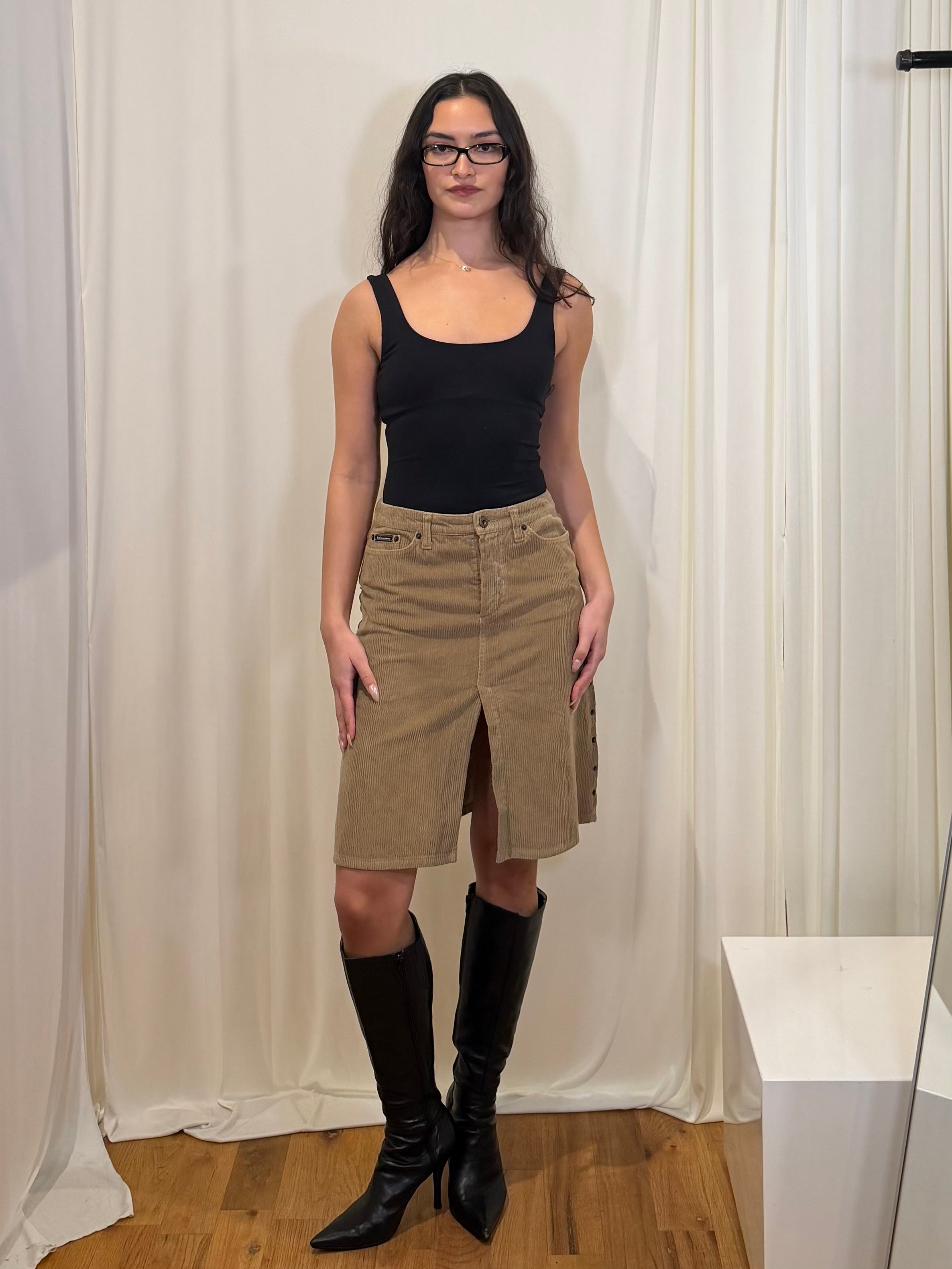 DOLCE & GABANNA CORDUROY MIDI SKIRT