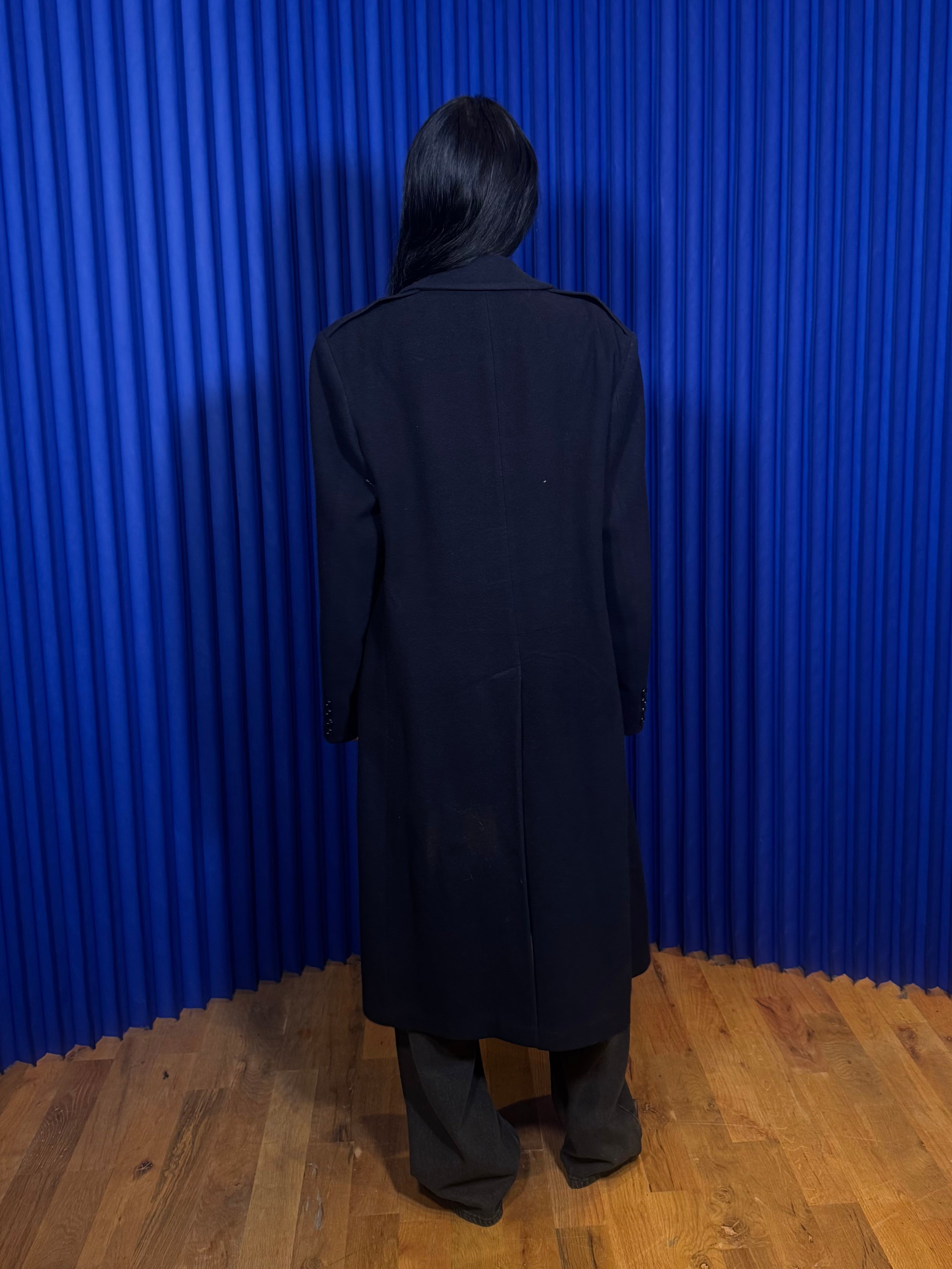 Navy Blue Wool Trench