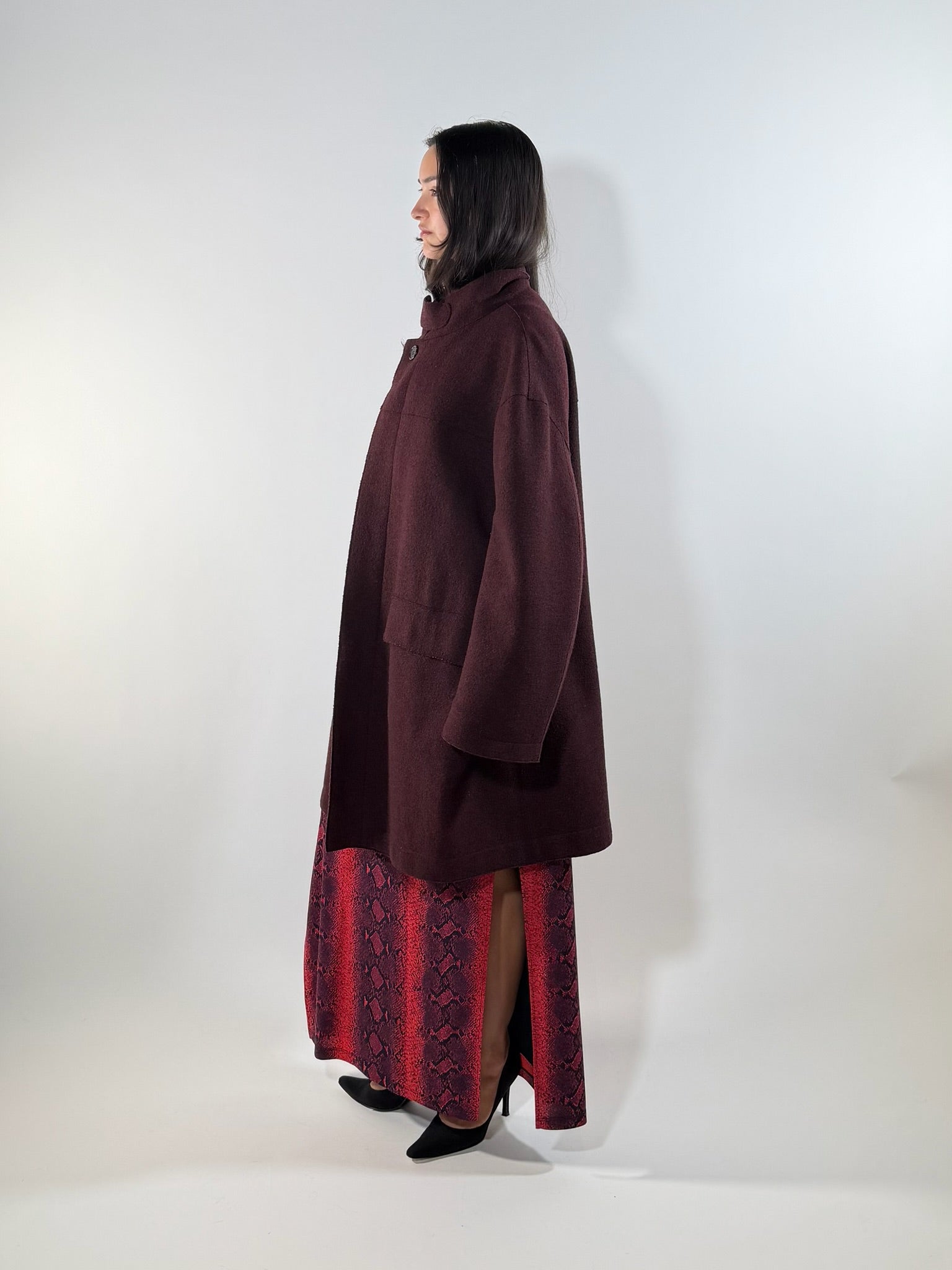 Vintage Fendi Wine Red Wool Coat