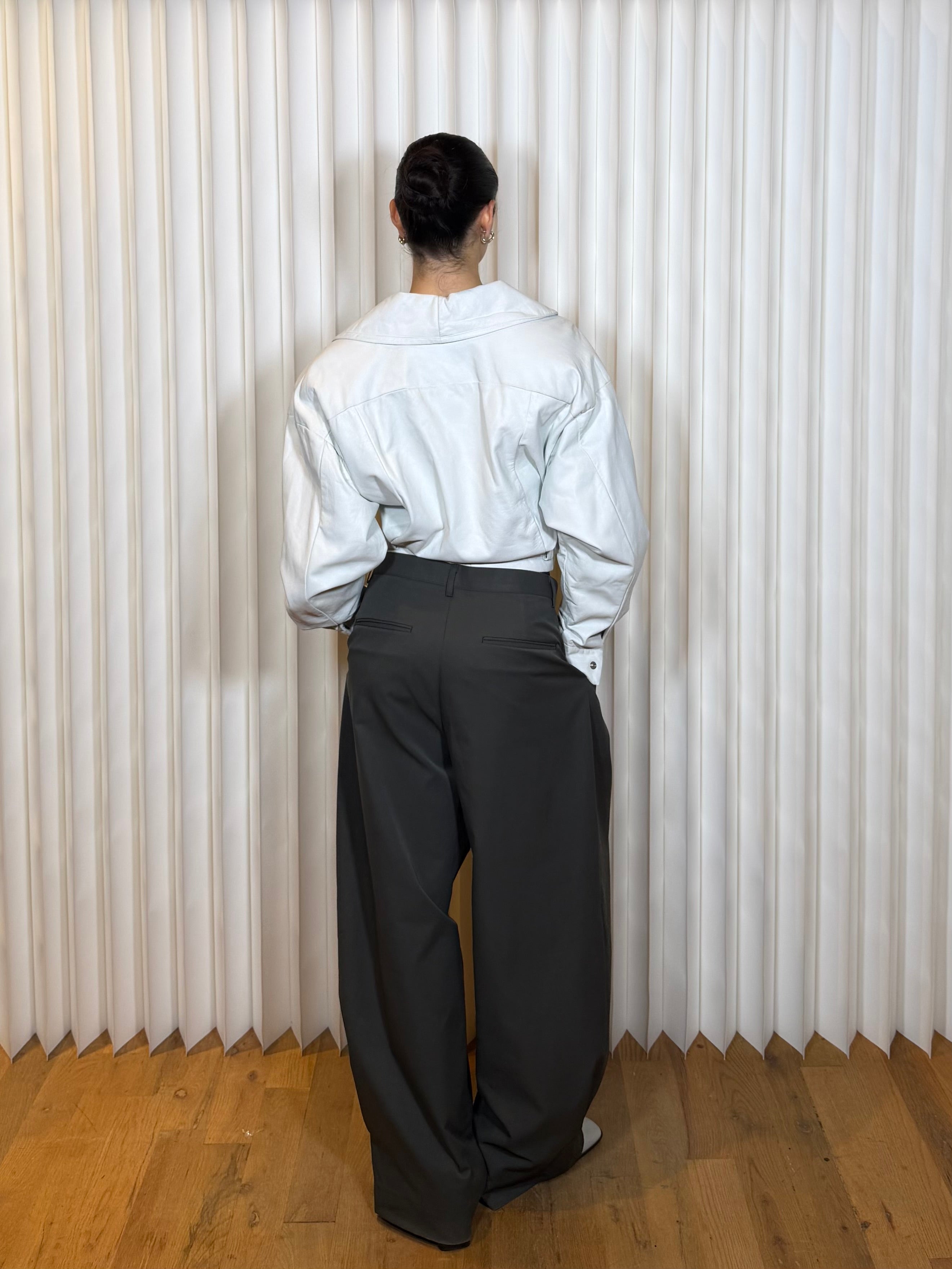 Ujena Leathers White Belted Jacket