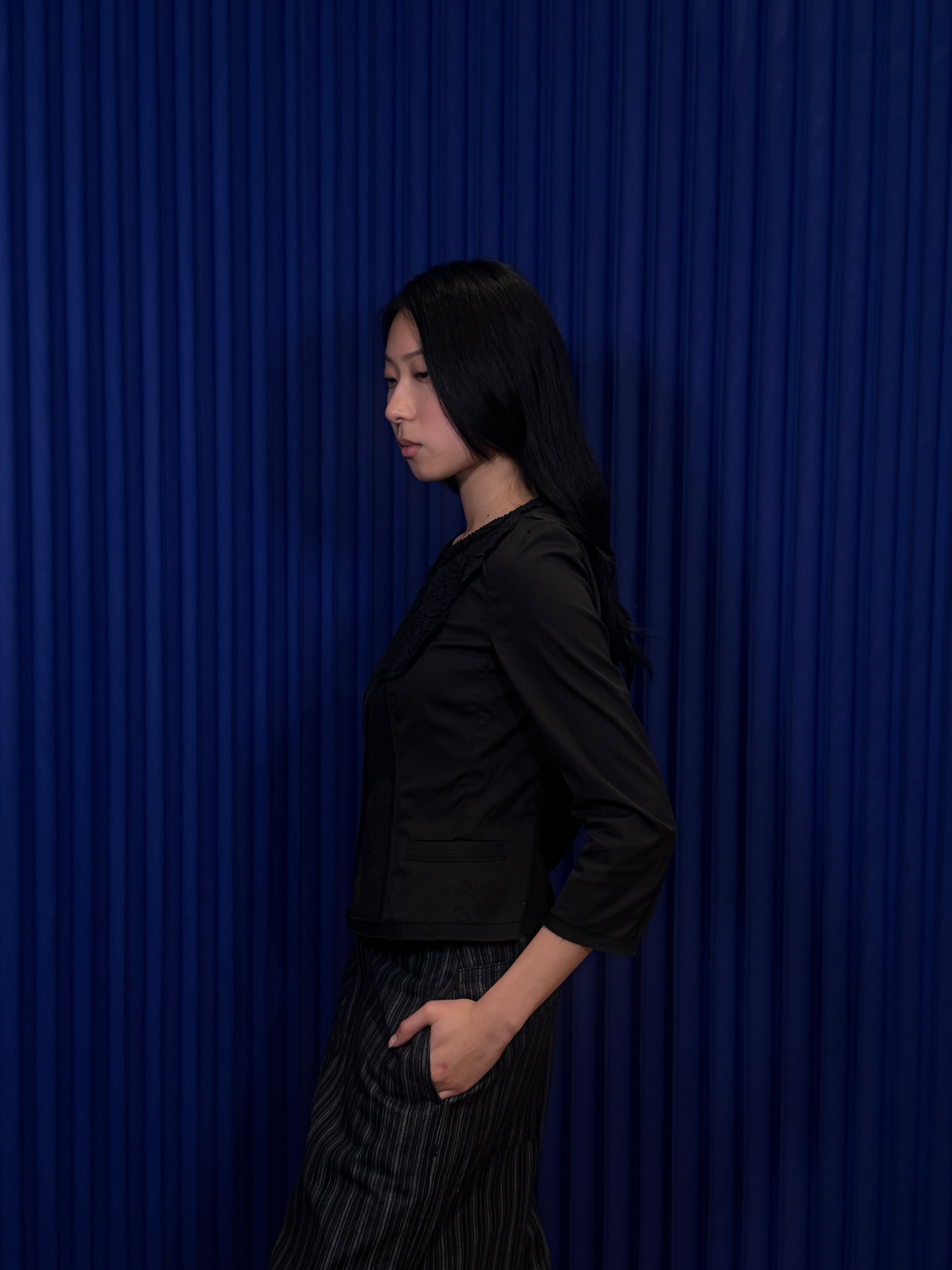 2000s Prada Cotton Blend Lace Jacket ‘Black’