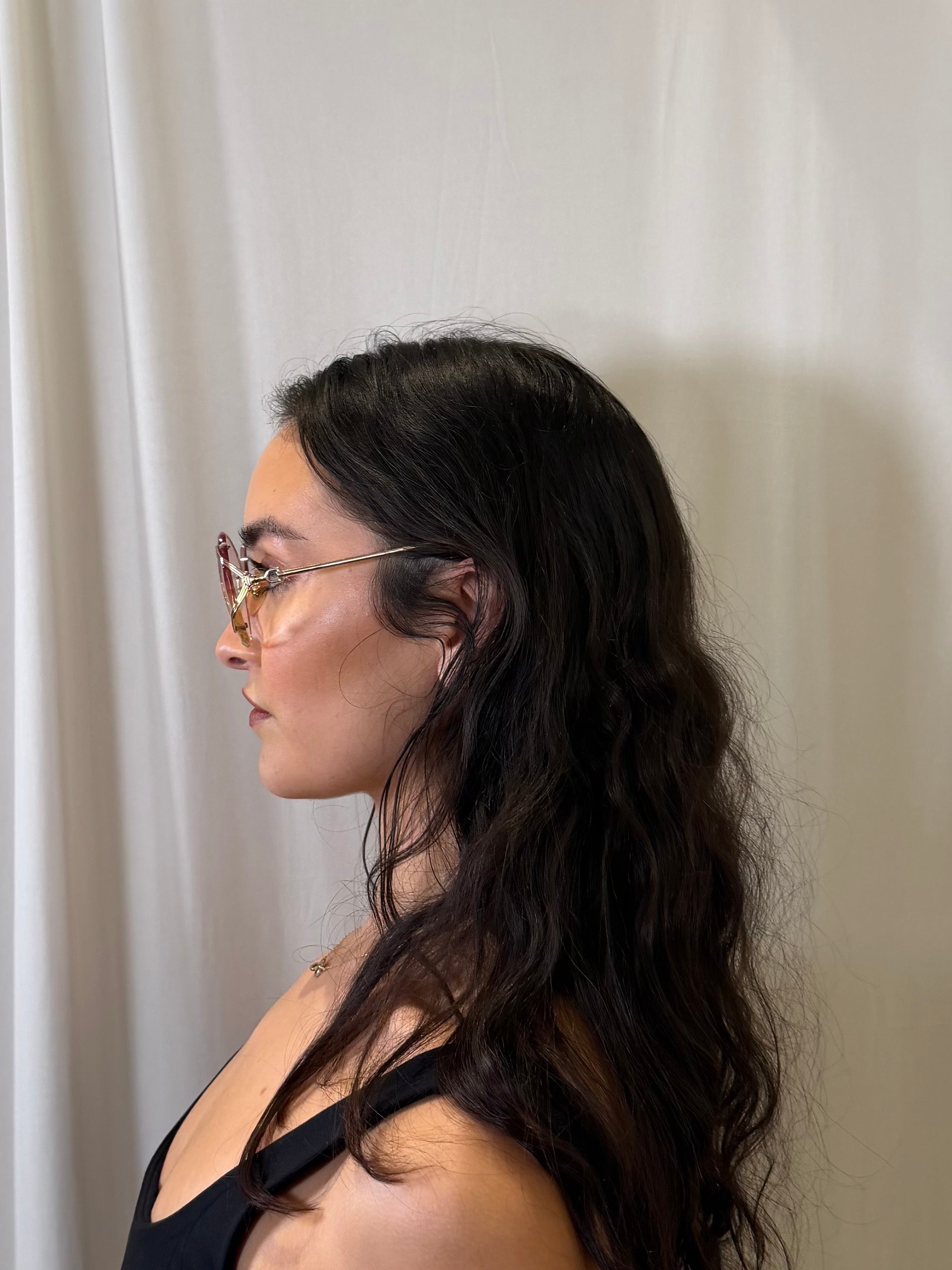 Vintage YSL Amber/Rose Colored Rimless Sunglasses