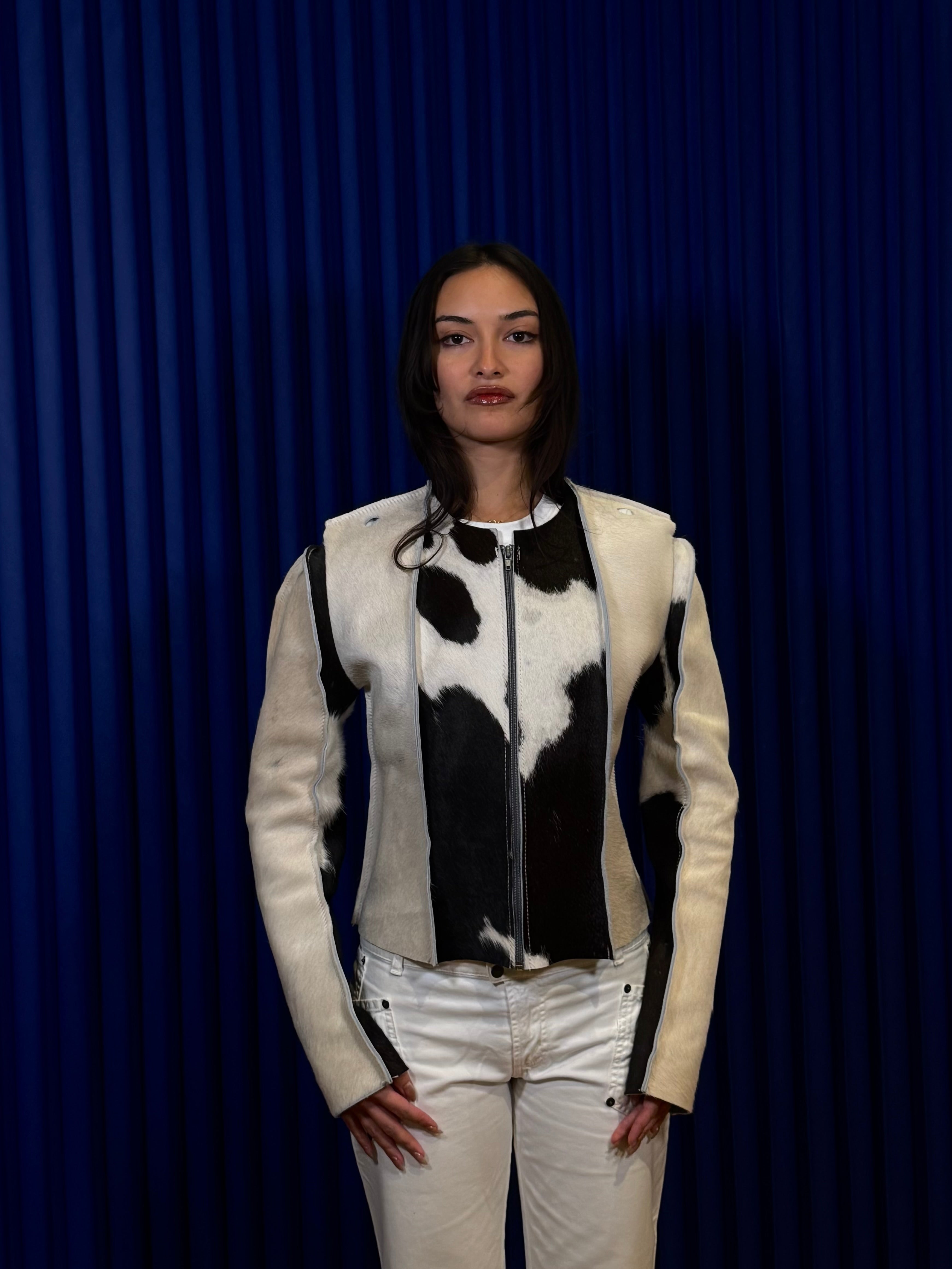 FRIDA REWORKED COWHIDE JACKET ‘Black & White’
