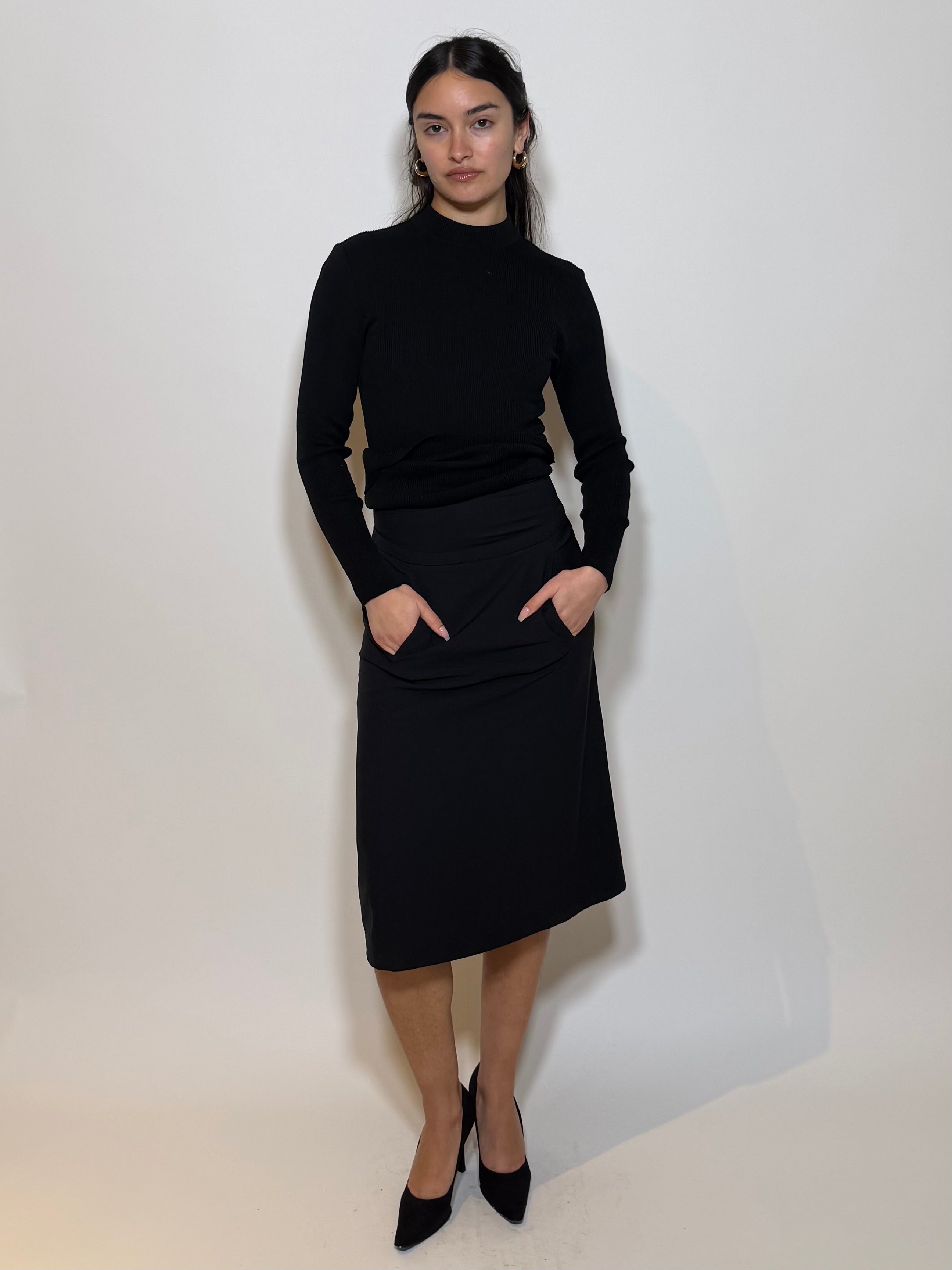 00s Prada Linea Rossa pocket Nylon Midi Skirt