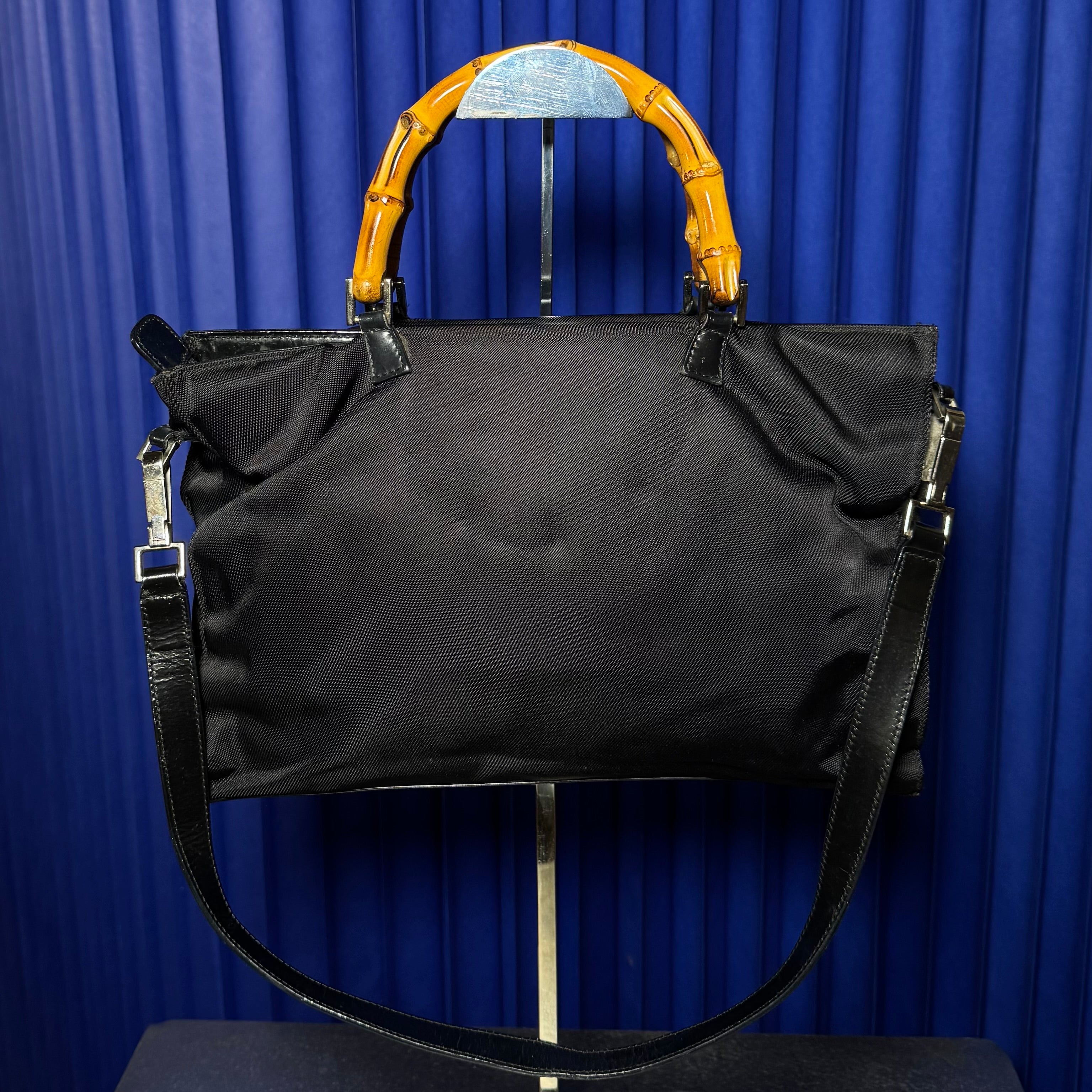 VINTAGE GUCCI NYLON BAMBOO TOTE