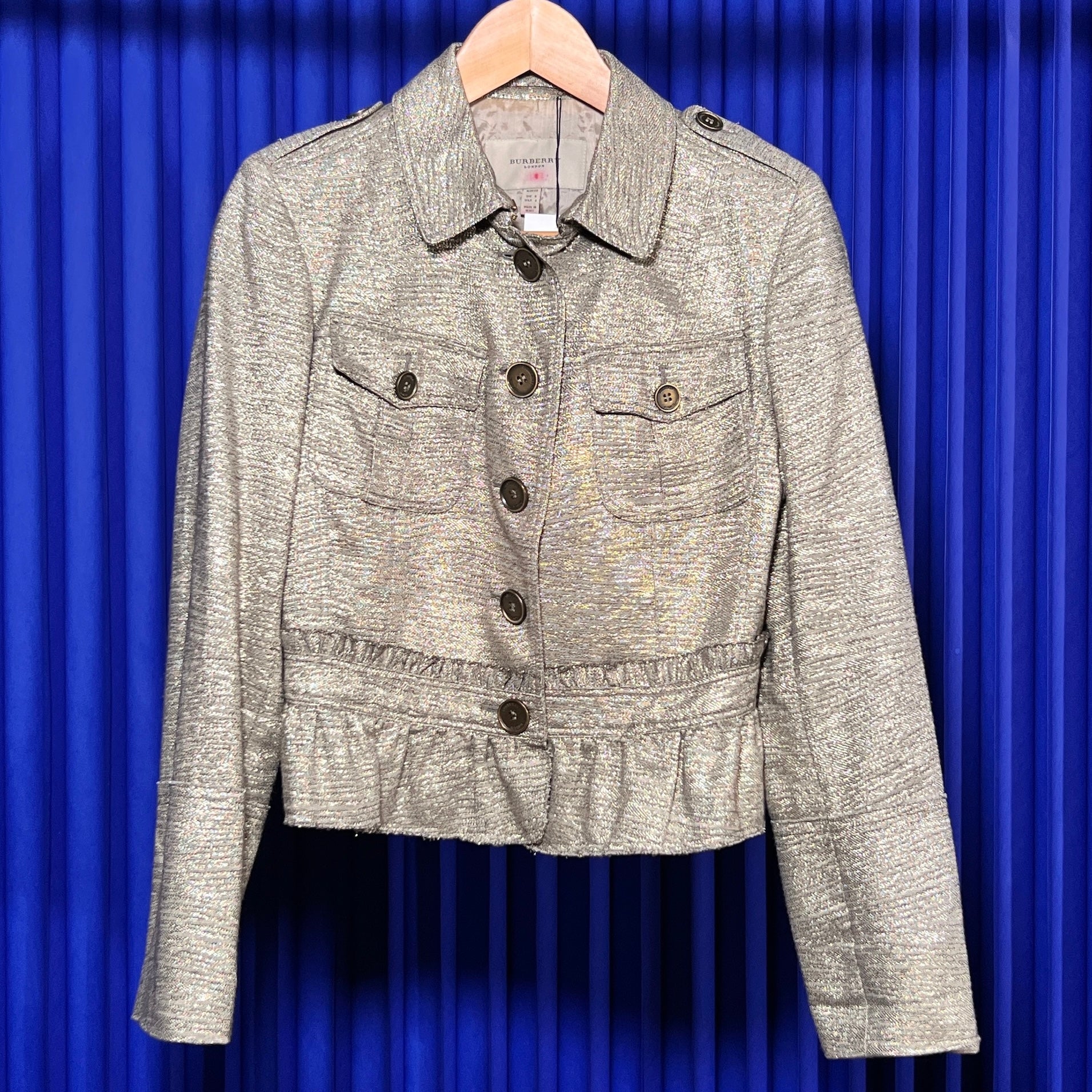 BURBERRY LONDON METALLIC BUTTON-UP JACKET