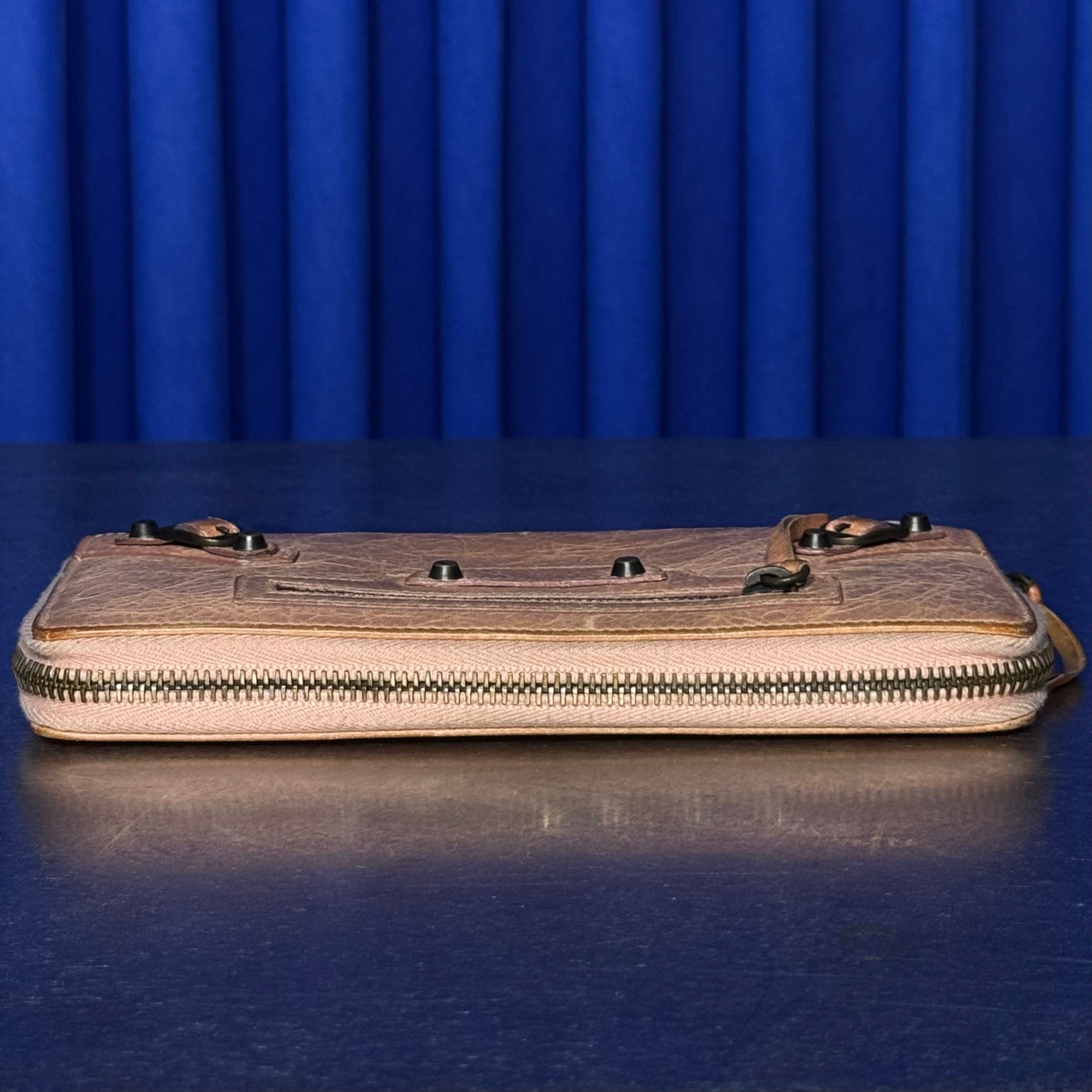 BALENCIAGA AGNEAU ROSE GOLD LONG WALLET