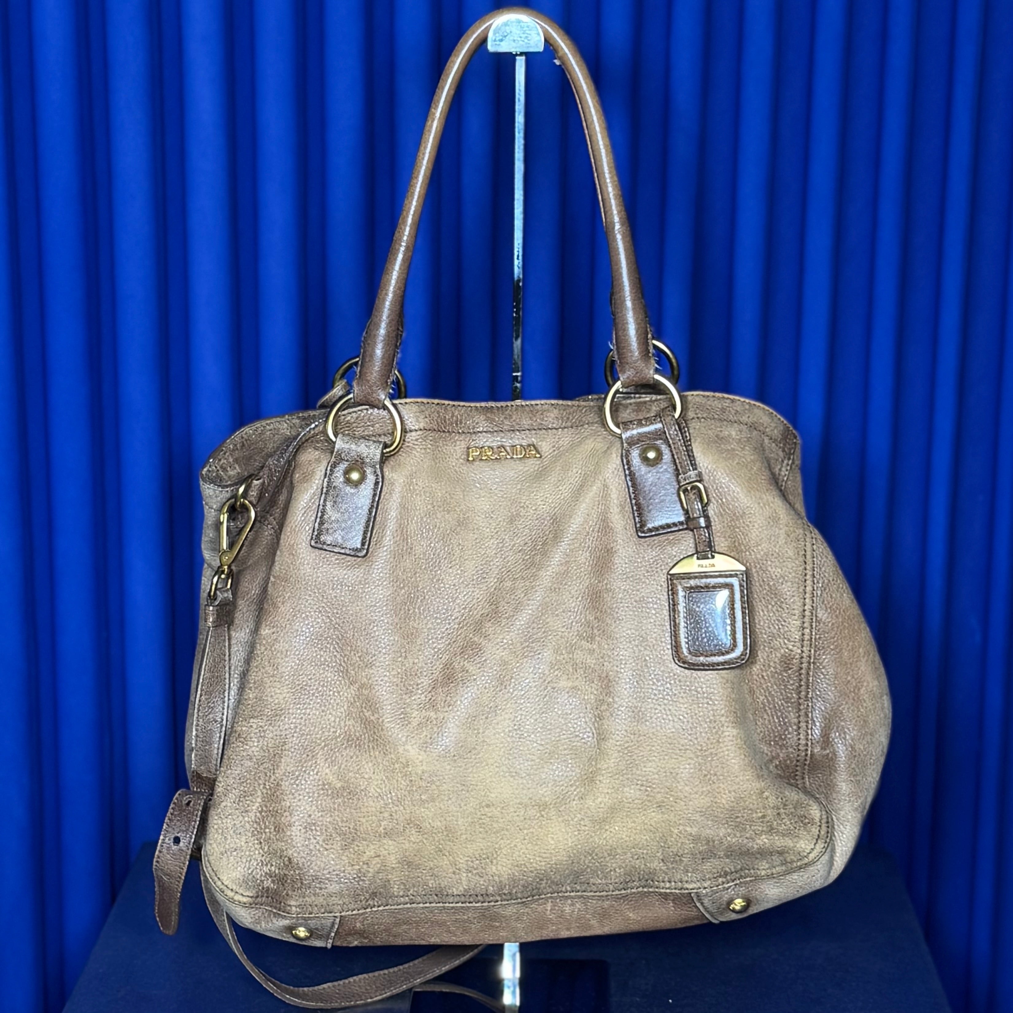 PRADA CERVO ANTIK CAMMELLO LEATHER BAG