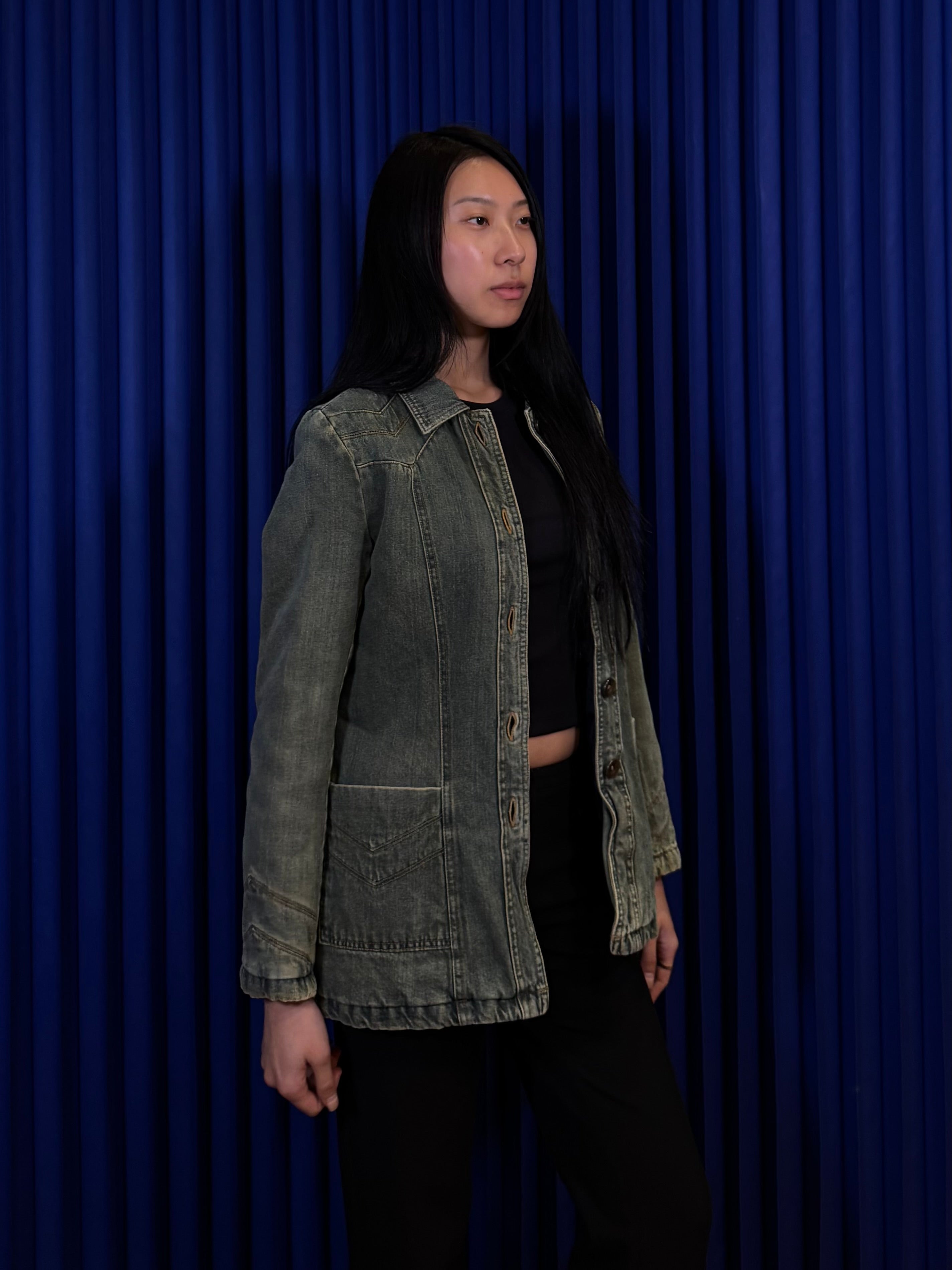 VINTAGE WASHED PADDED DENIM JACKET