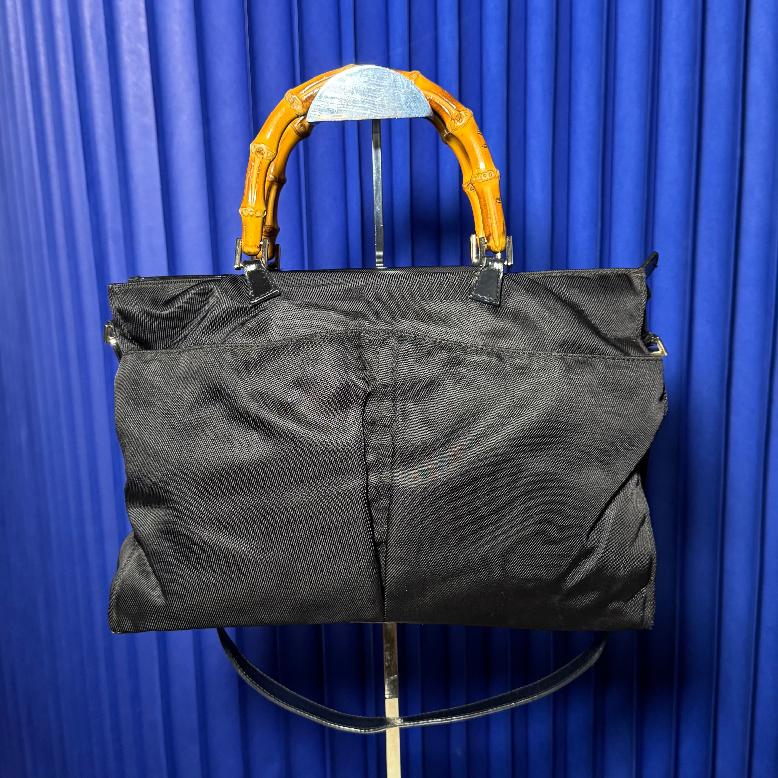 VINTAGE GUCCI NYLON BAMBOO TOTE