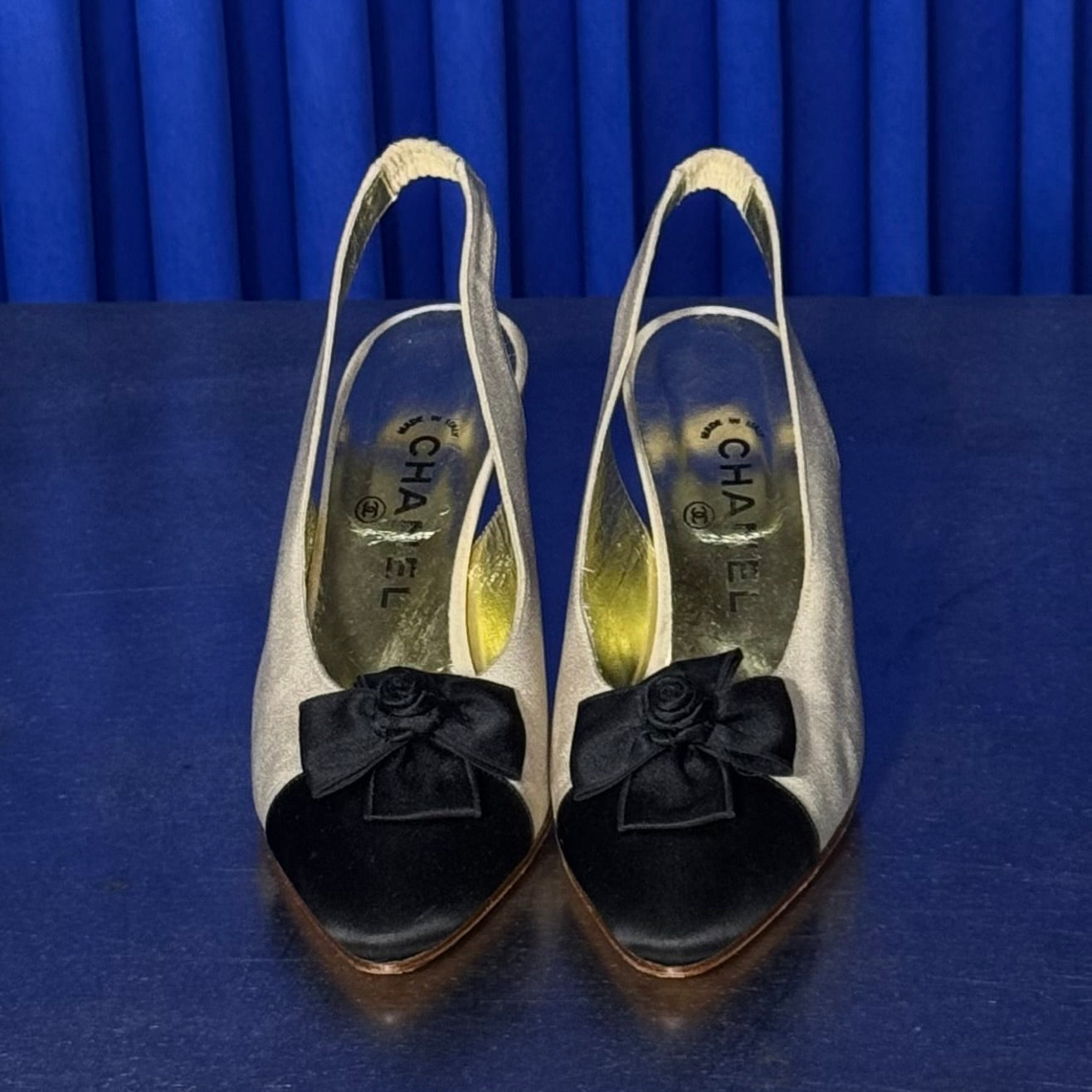 CHANEL CAMELLIA SLINGBACK HEELS