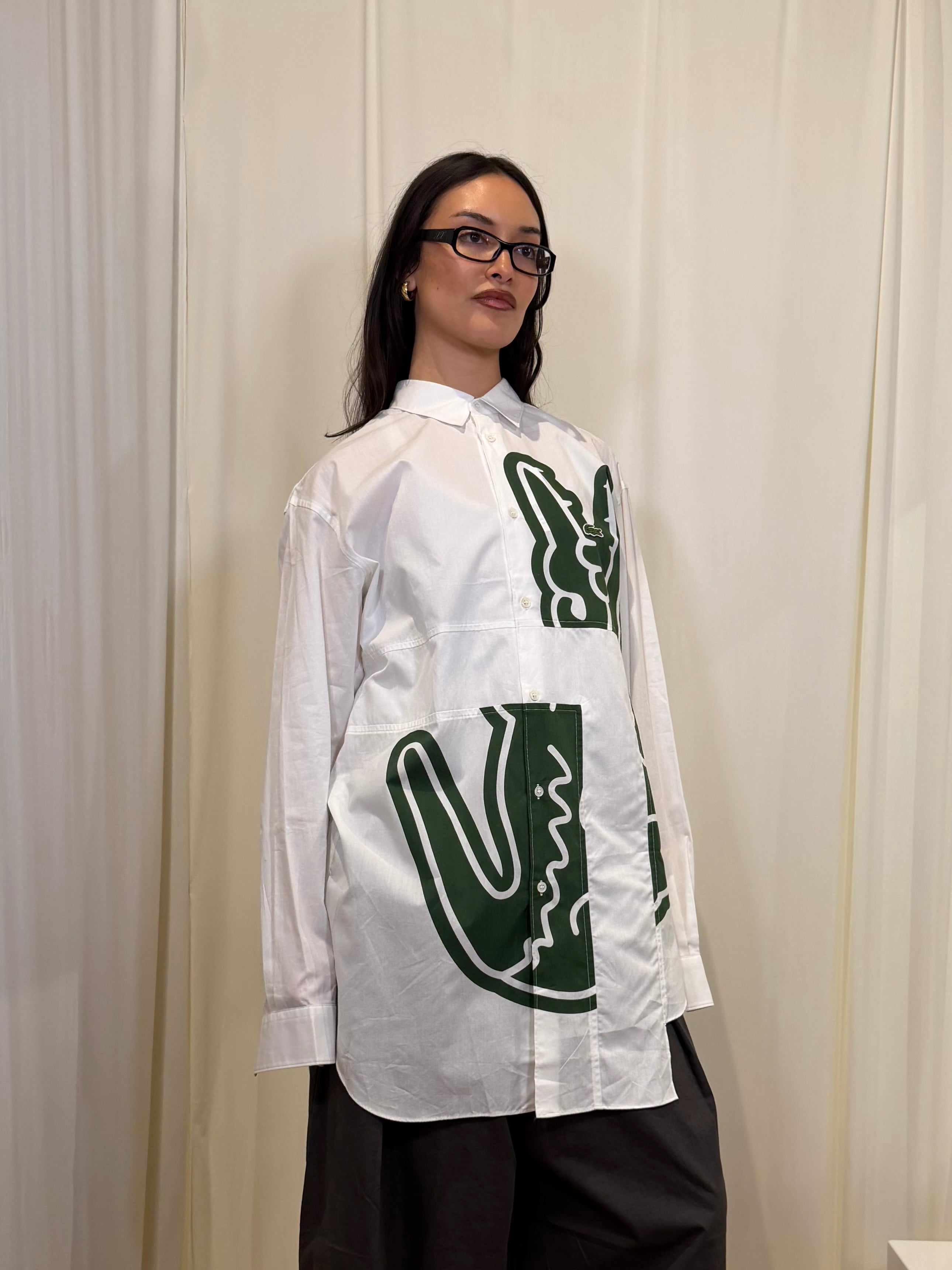 New CDG x Lacoste Crocodile Button Up