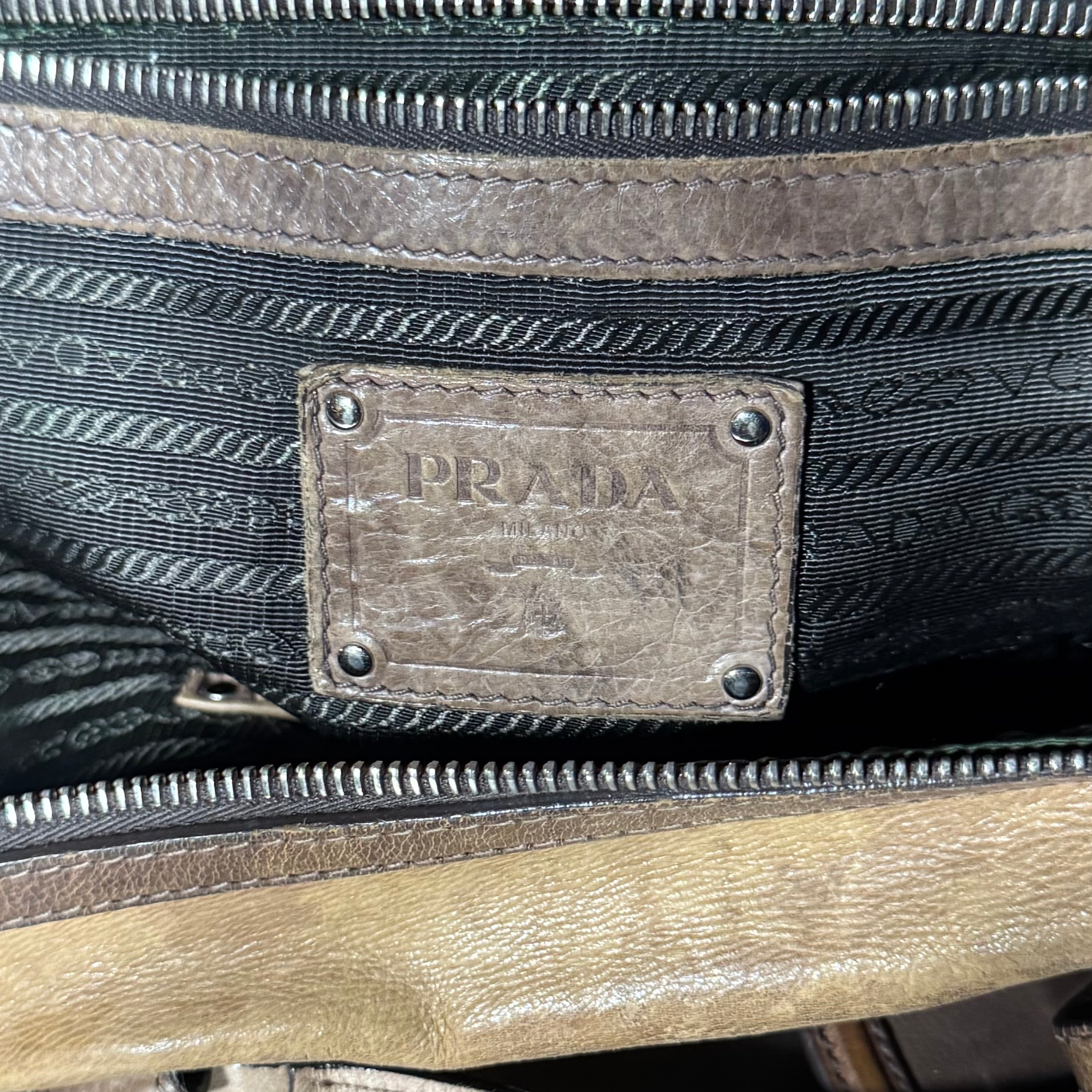 PRADA OMBRE GLACE CALF BUCKLE TOTE