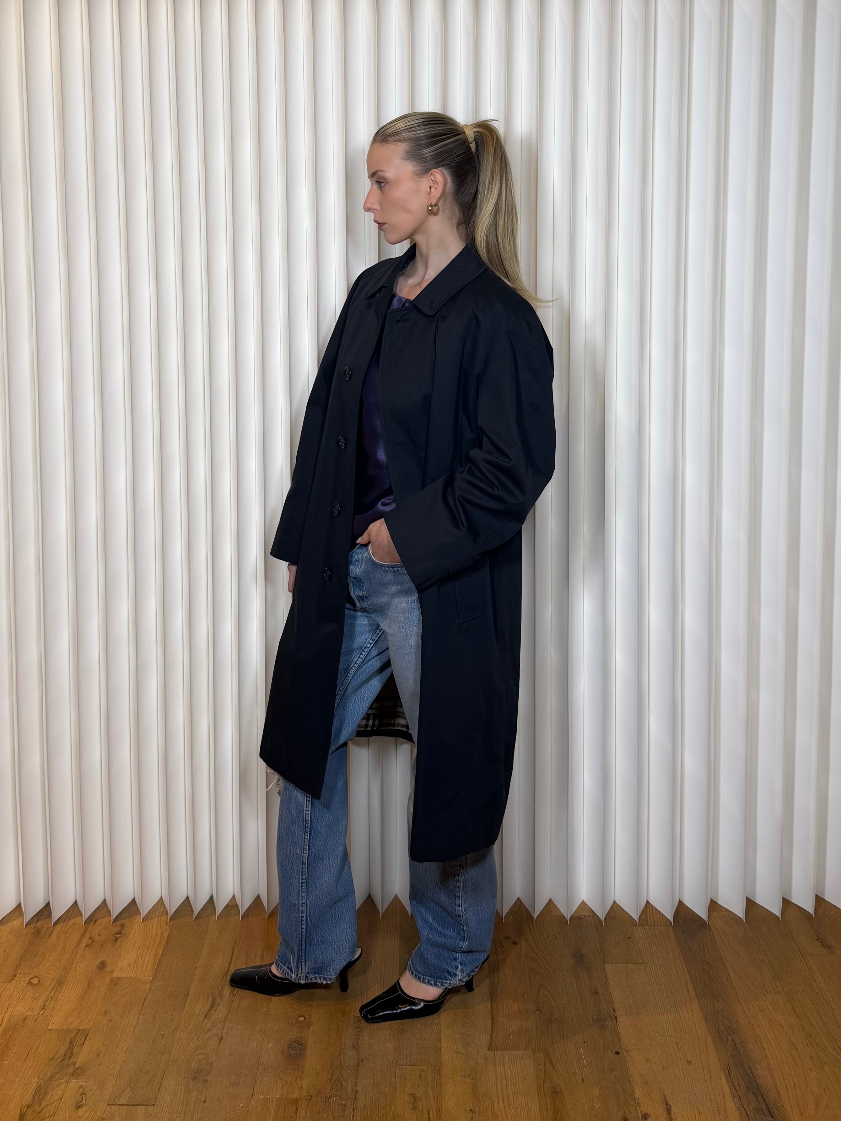 Vintage Burberry London Navy Coat
