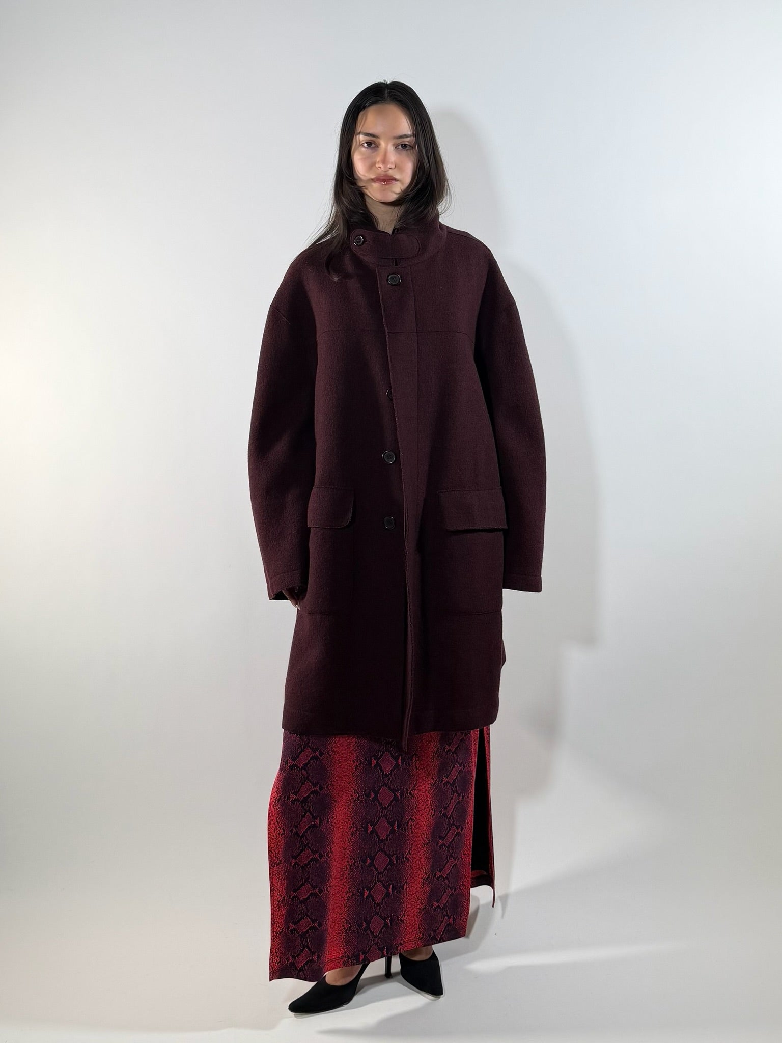 Vintage Fendi Wine Red Wool Coat