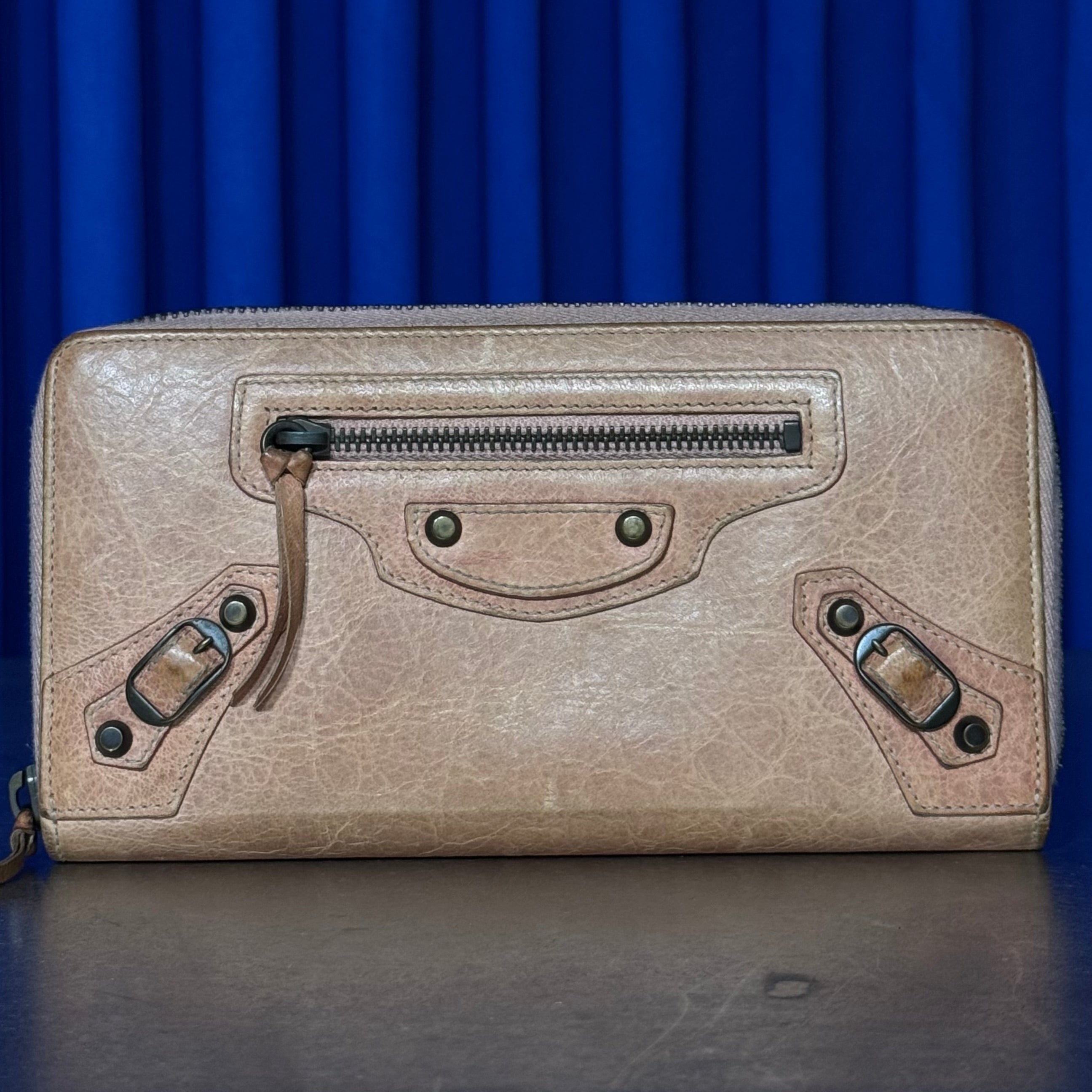 BALENCIAGA AGNEAU ROSE GOLD LONG WALLET