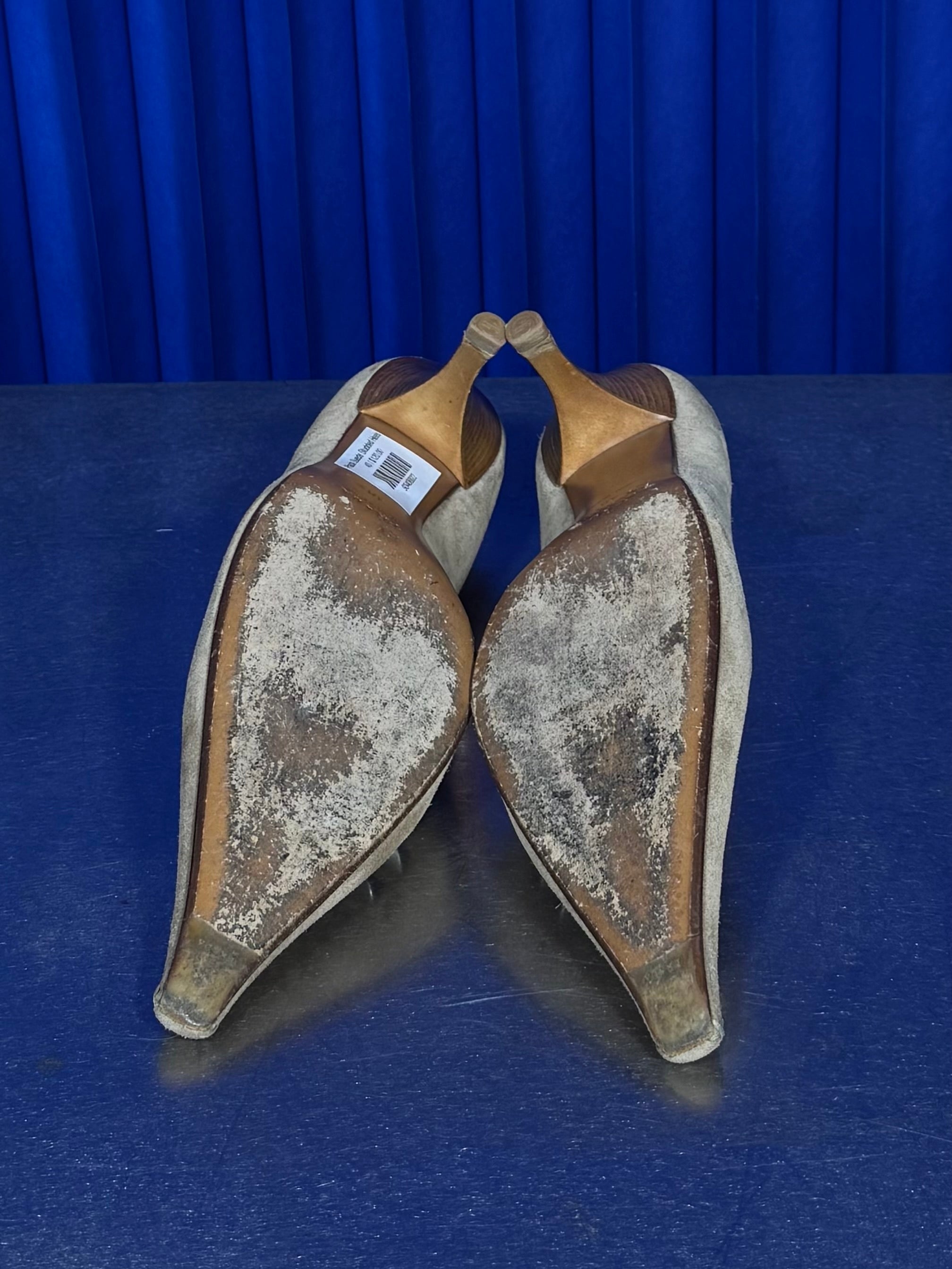 PRADA SUEDE STUDDED HEELS