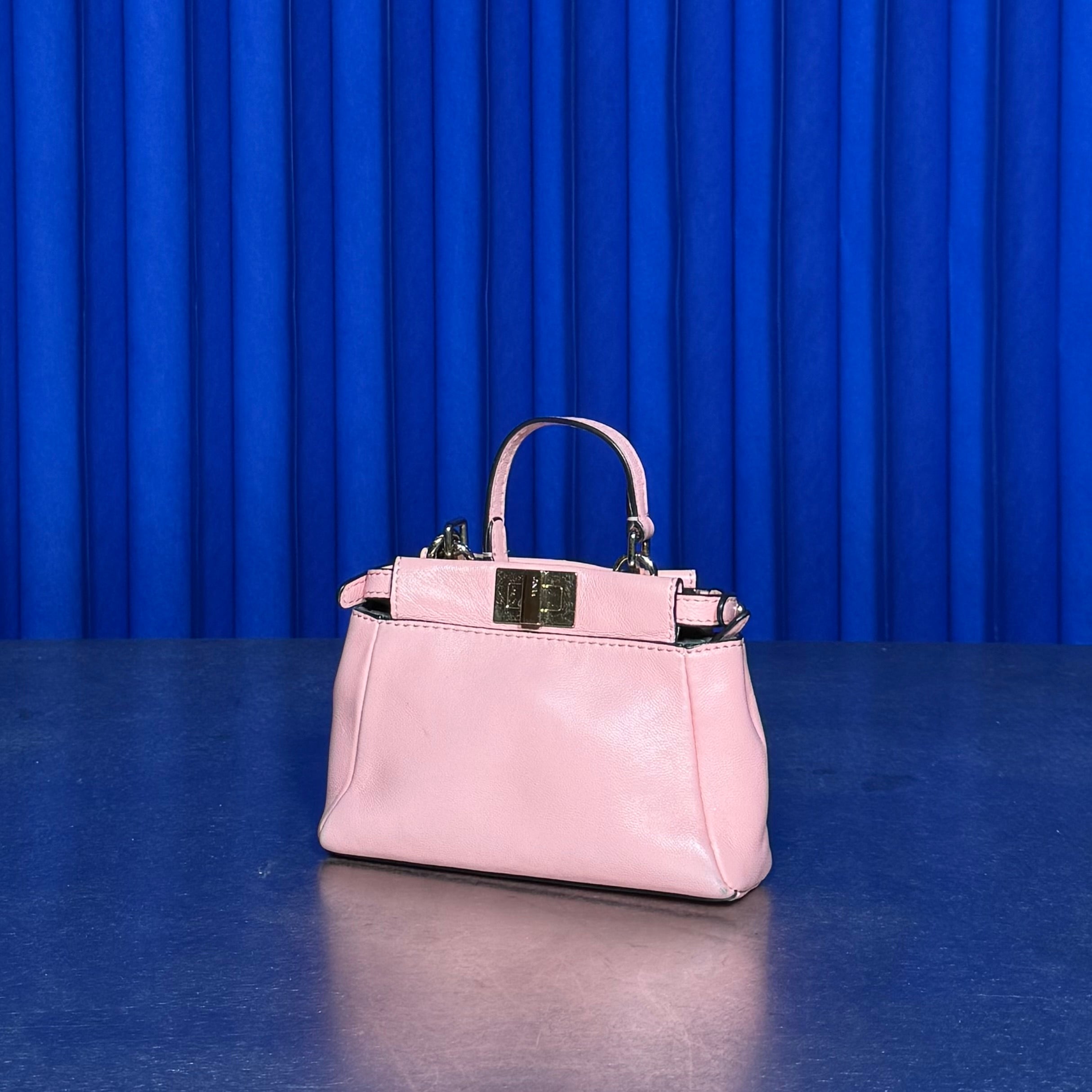 Fendi Nano Pink Leather Peekaboo Purse