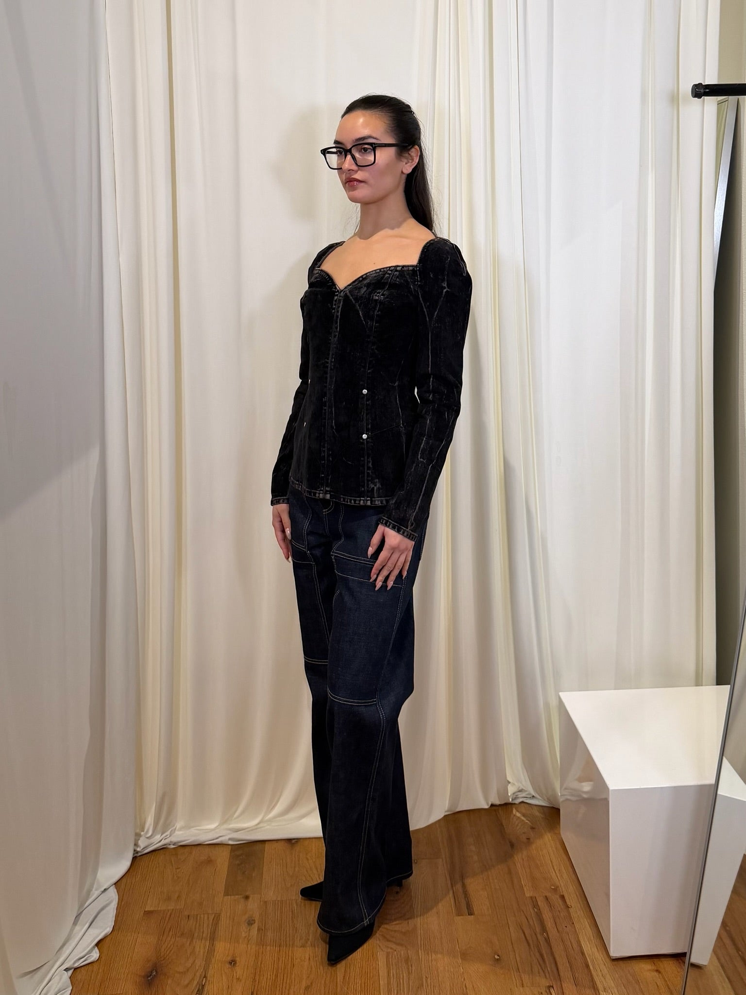 STELLA MCCARTNEY V-NECK DENIM TOP