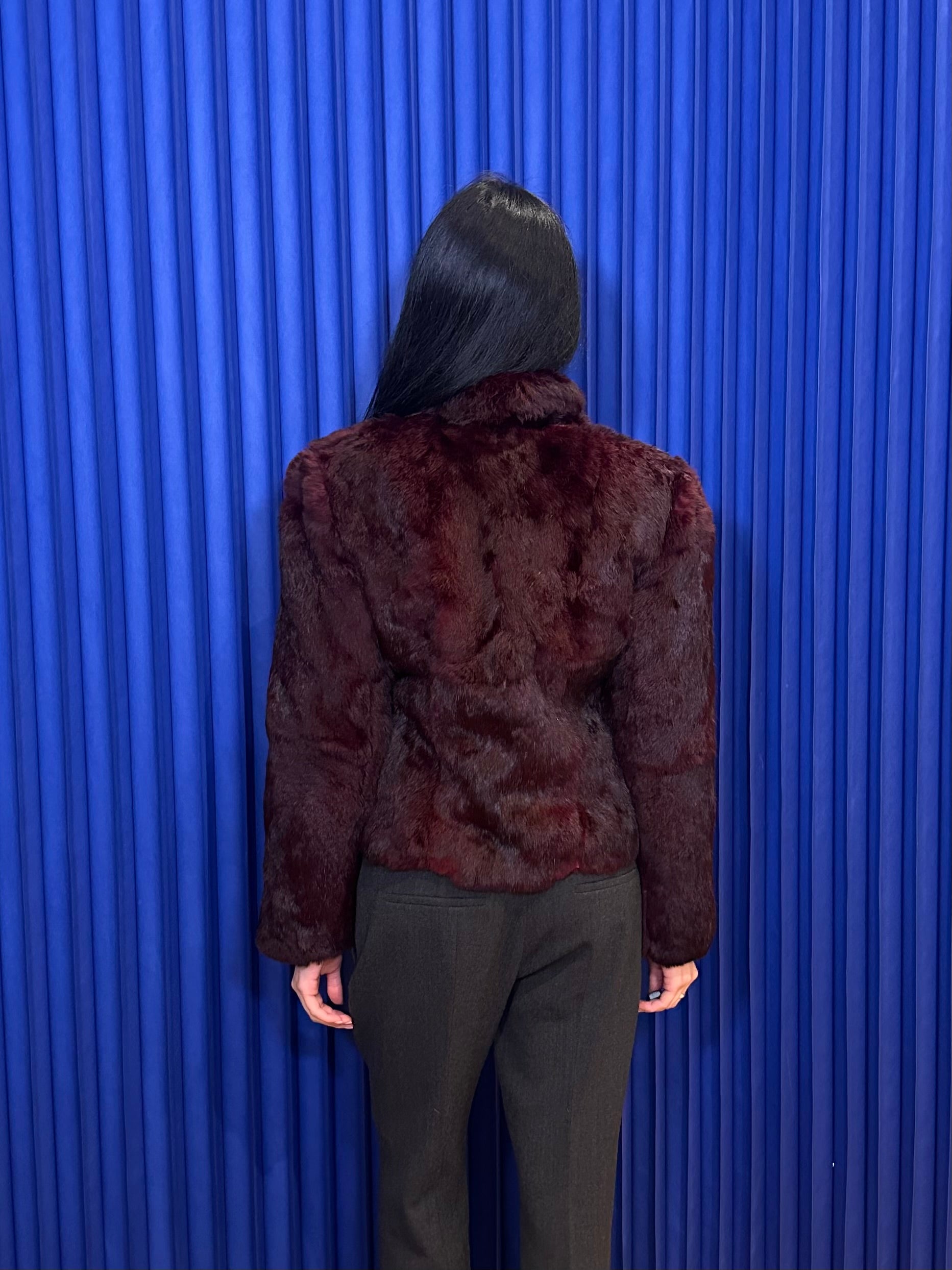 Maroon Rabbit Fur Coat