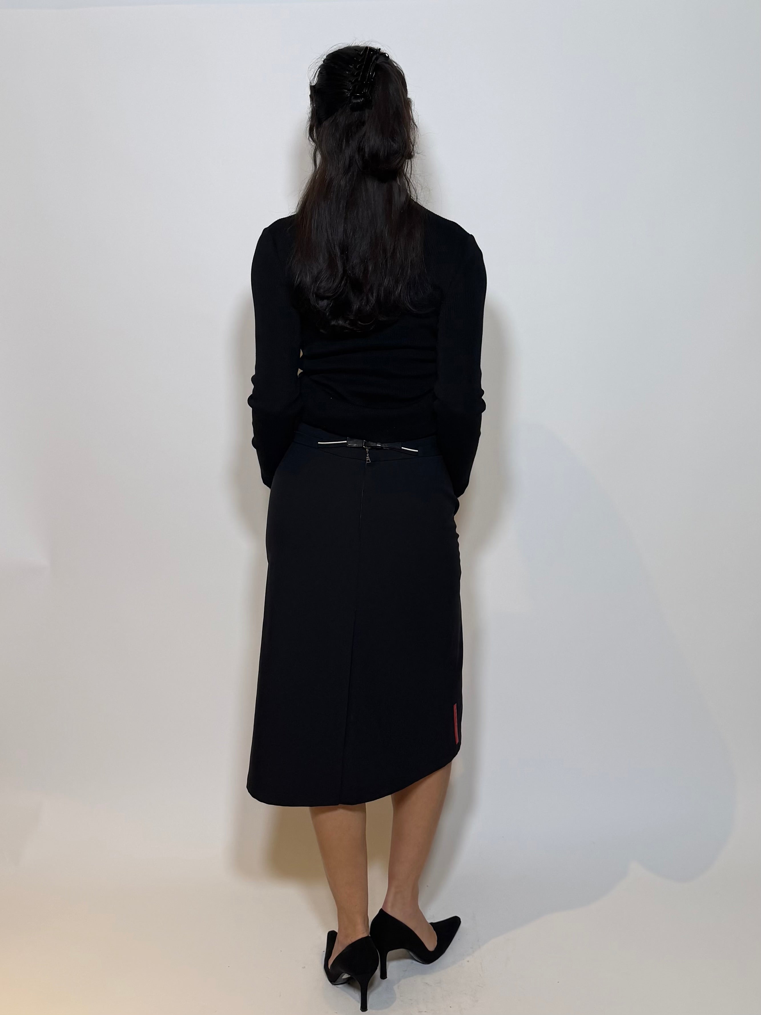 00s Prada Linea Rossa pocket Nylon Midi Skirt