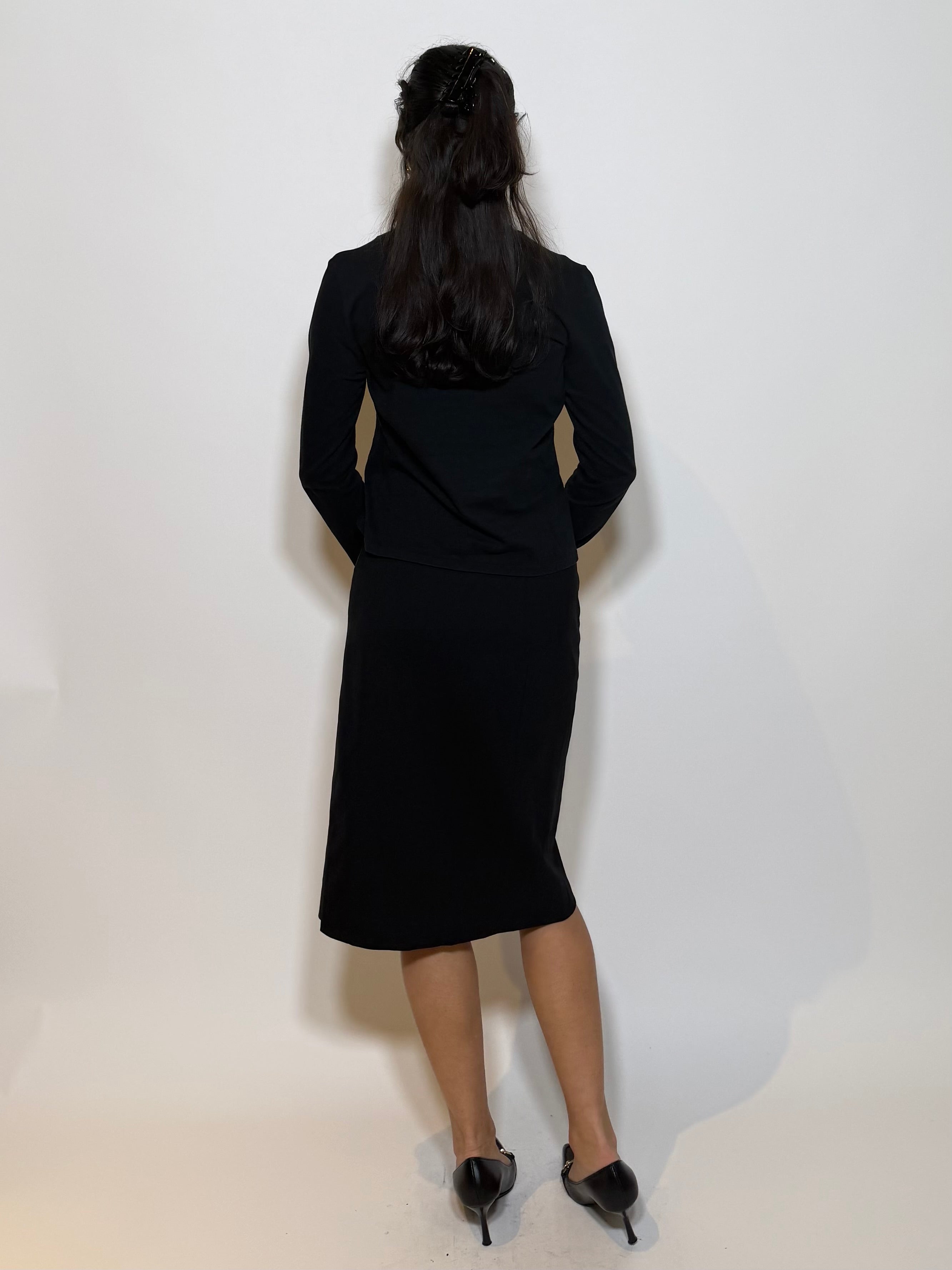2000S Gucci Tom Ford Era Wool Midi Skirt