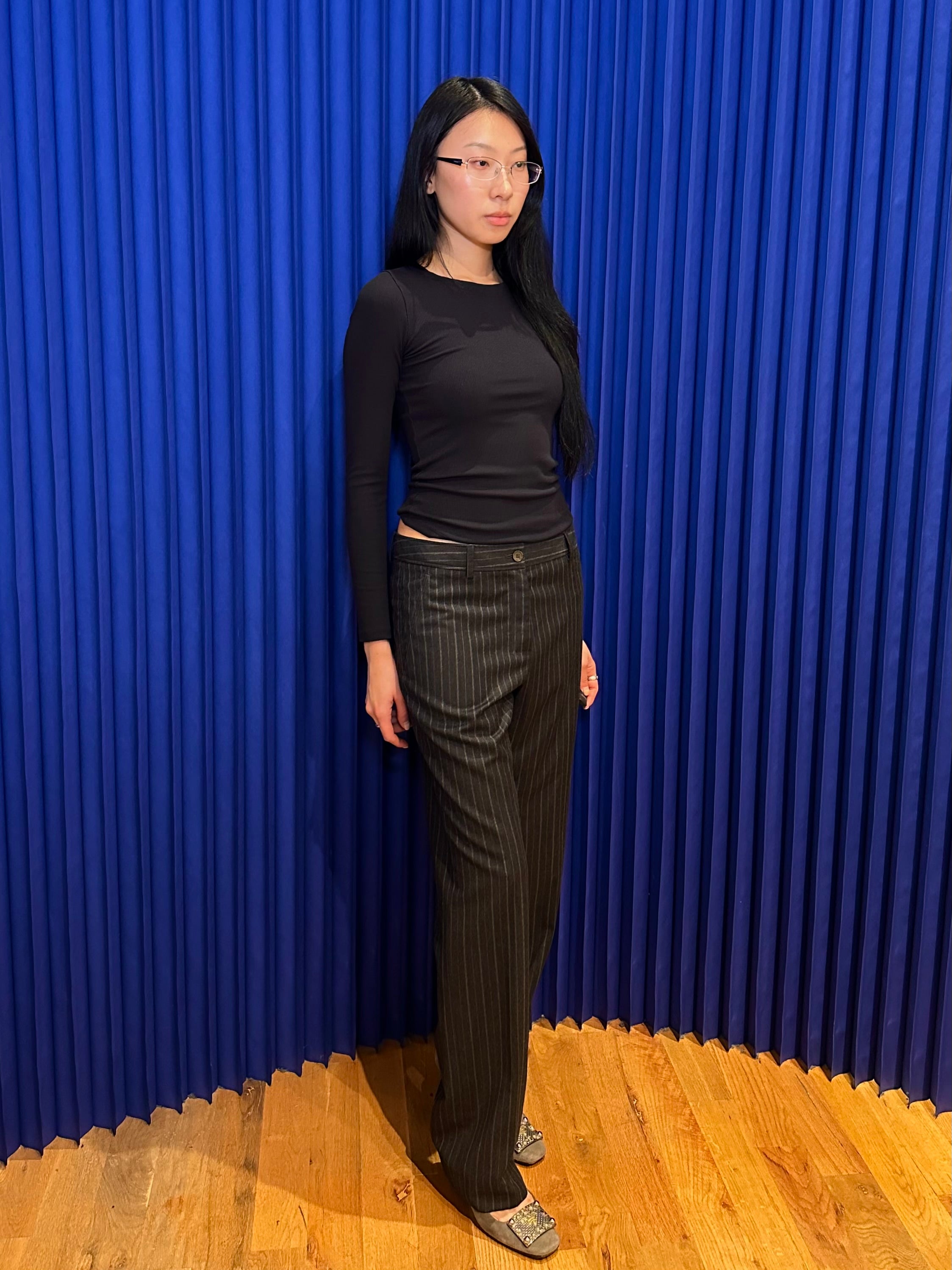 YSL RIVE GAUCHE WOOL STRIPED PANT